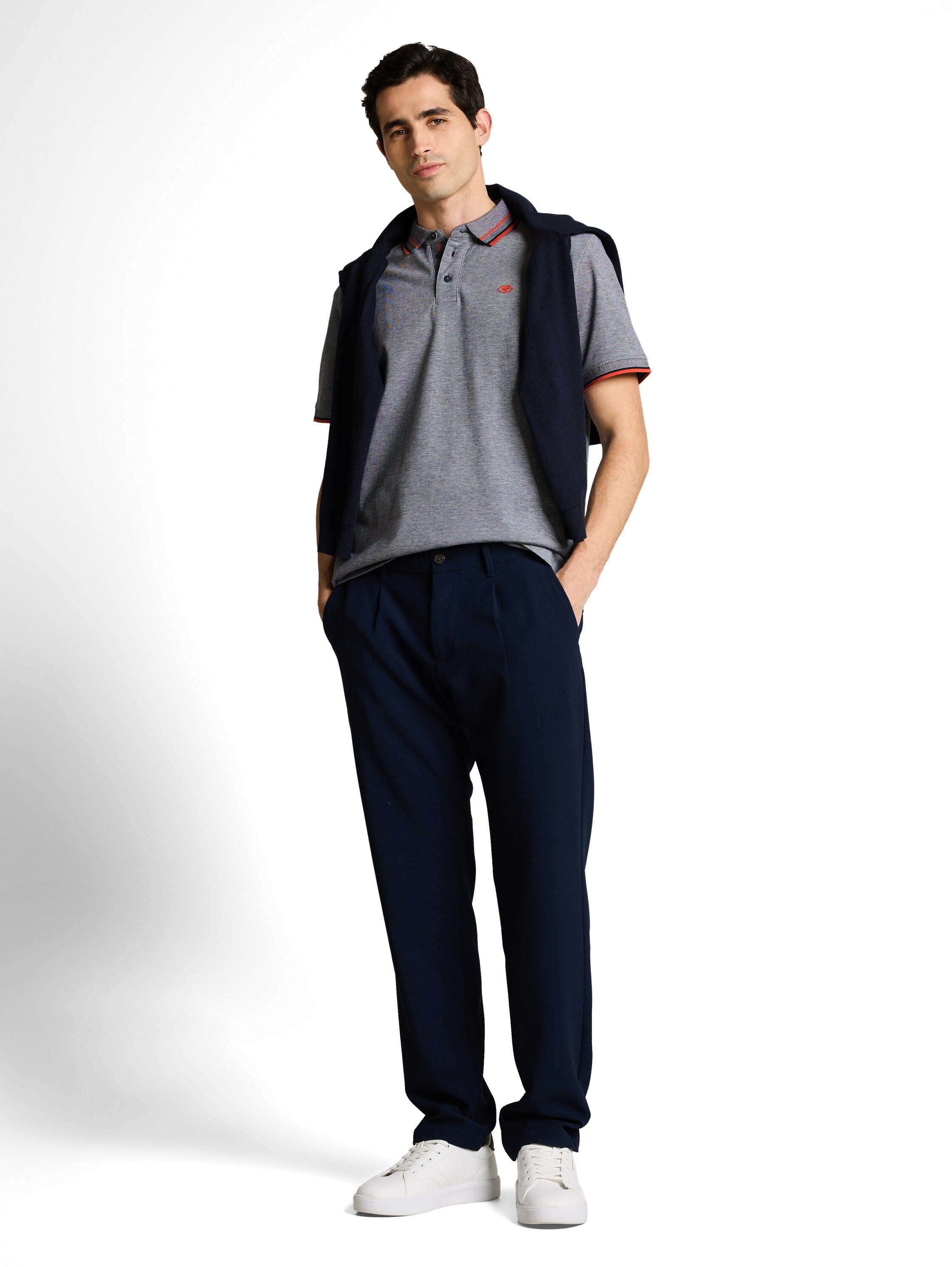 Tom Tailor Herren Polo-Shirts Navy White Two