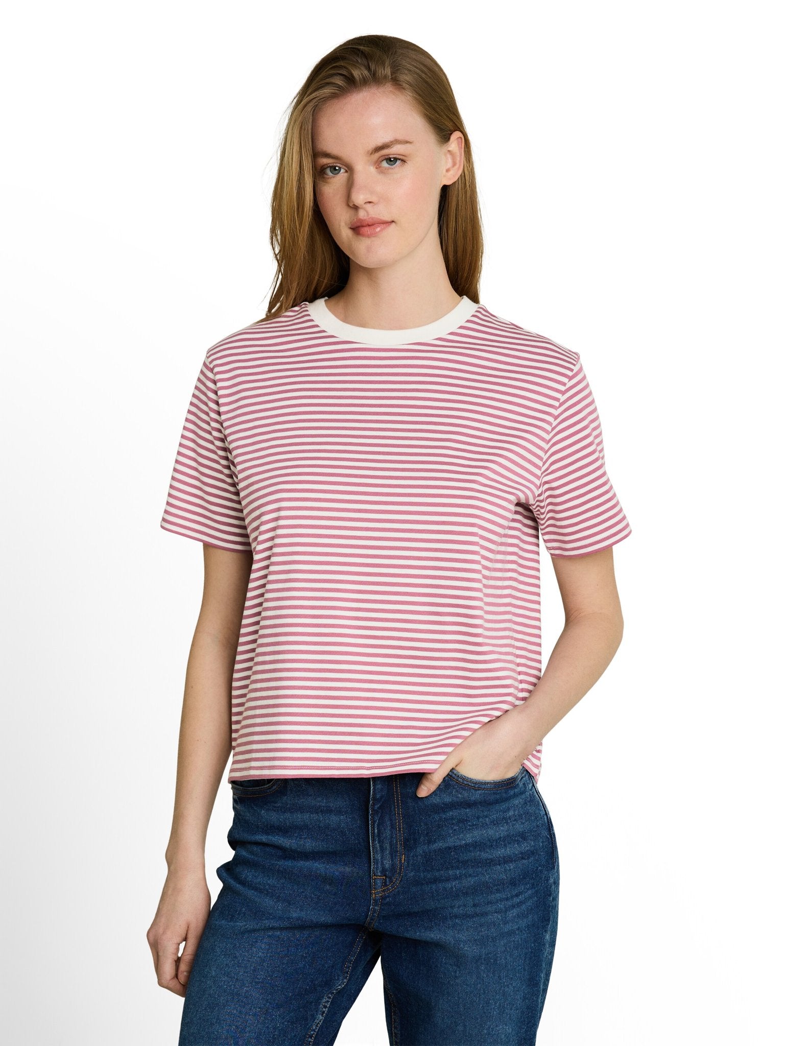 Tom Tailor denim Damen T-Shirts Mauve White Str