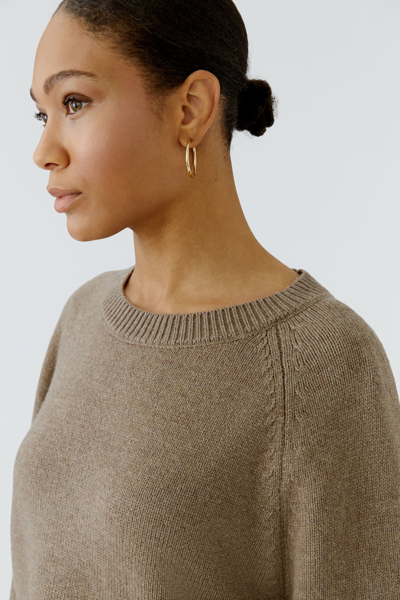 Oui Damen Pullover  Taupe Mela