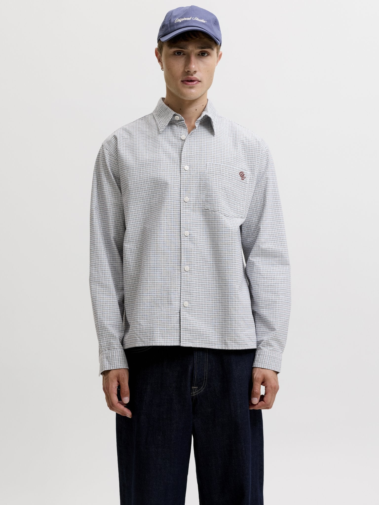Jack & Jones Herren Hemden lang Ice Water/Check
