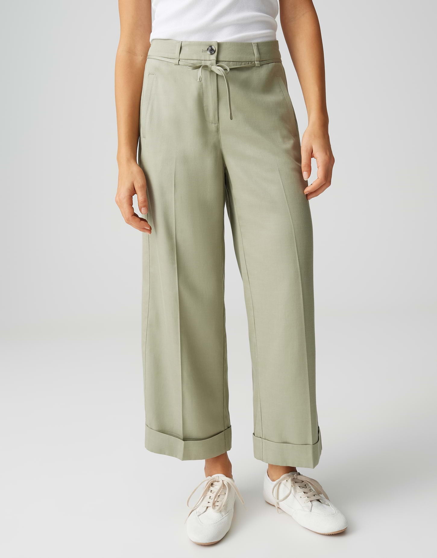 Opus Damen Hosen Pale Olive