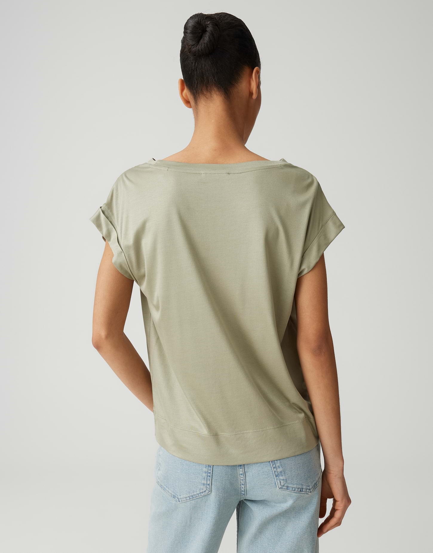 Opus Damen T-Shirts Pale Olive