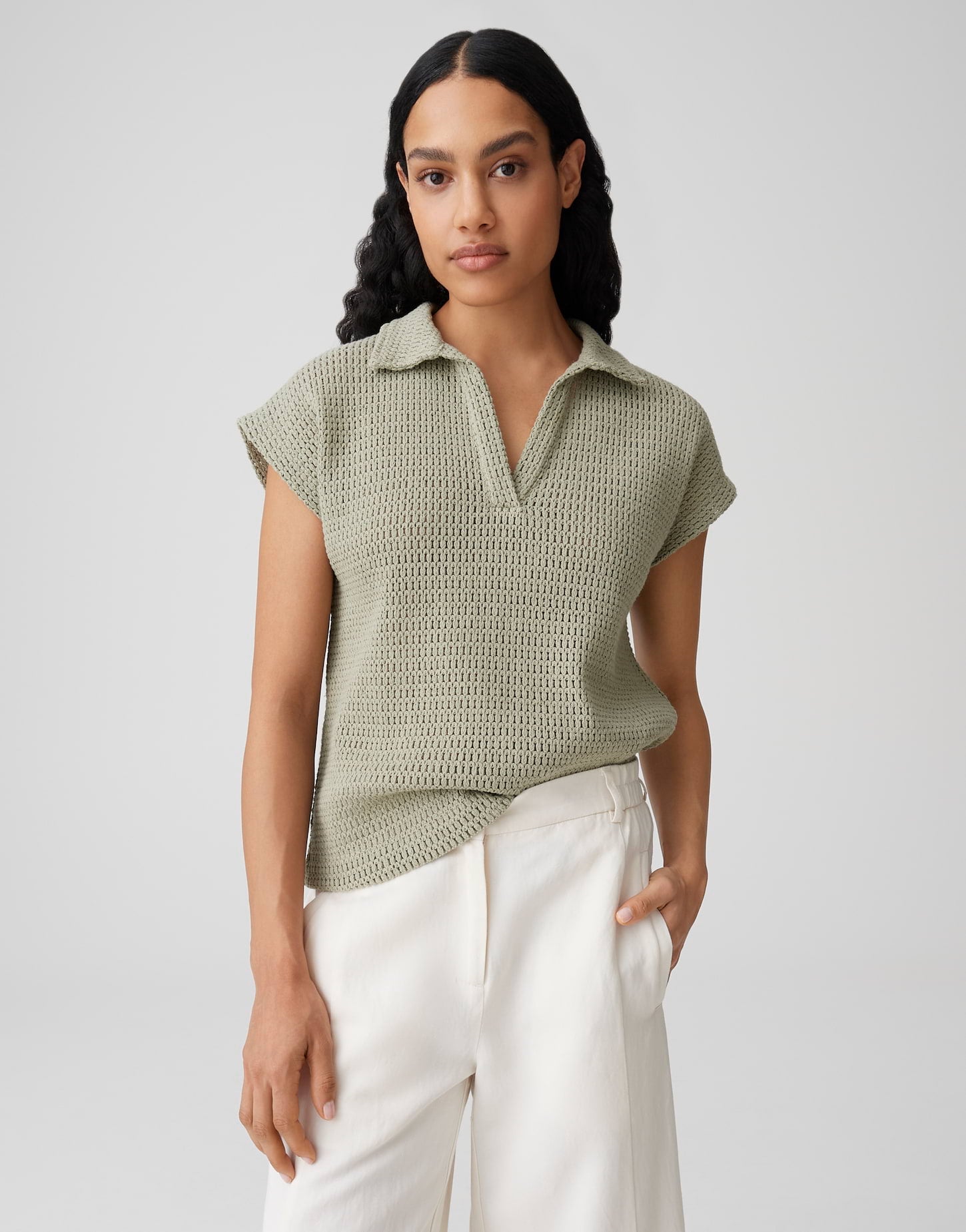 Opus Damen T-Shirts Pale Olive