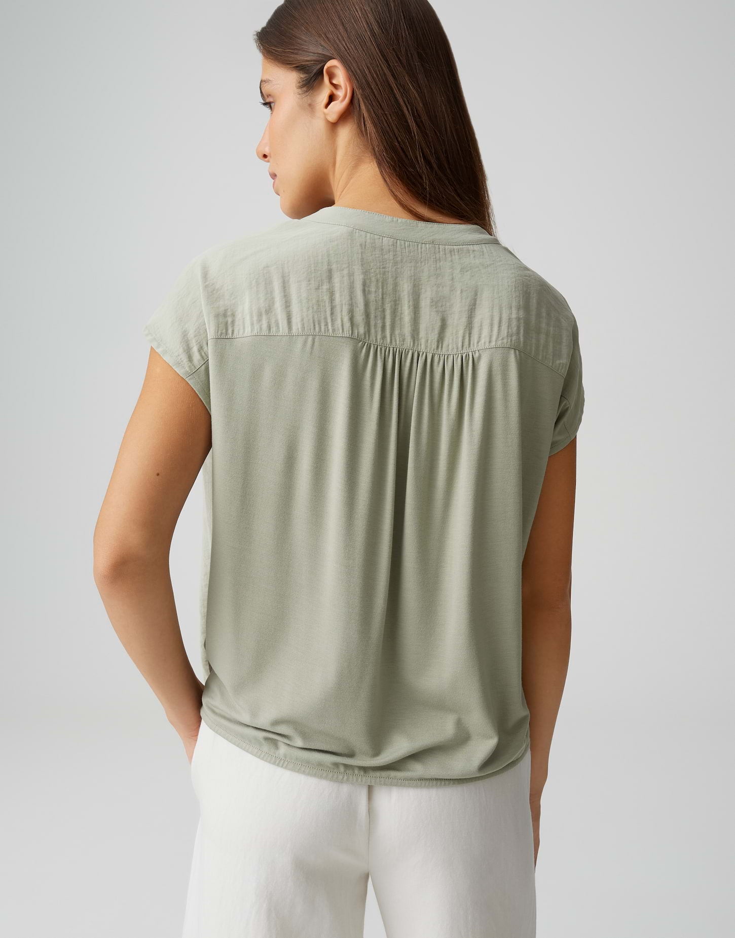 Opus Damen T-Shirts Pale Olive