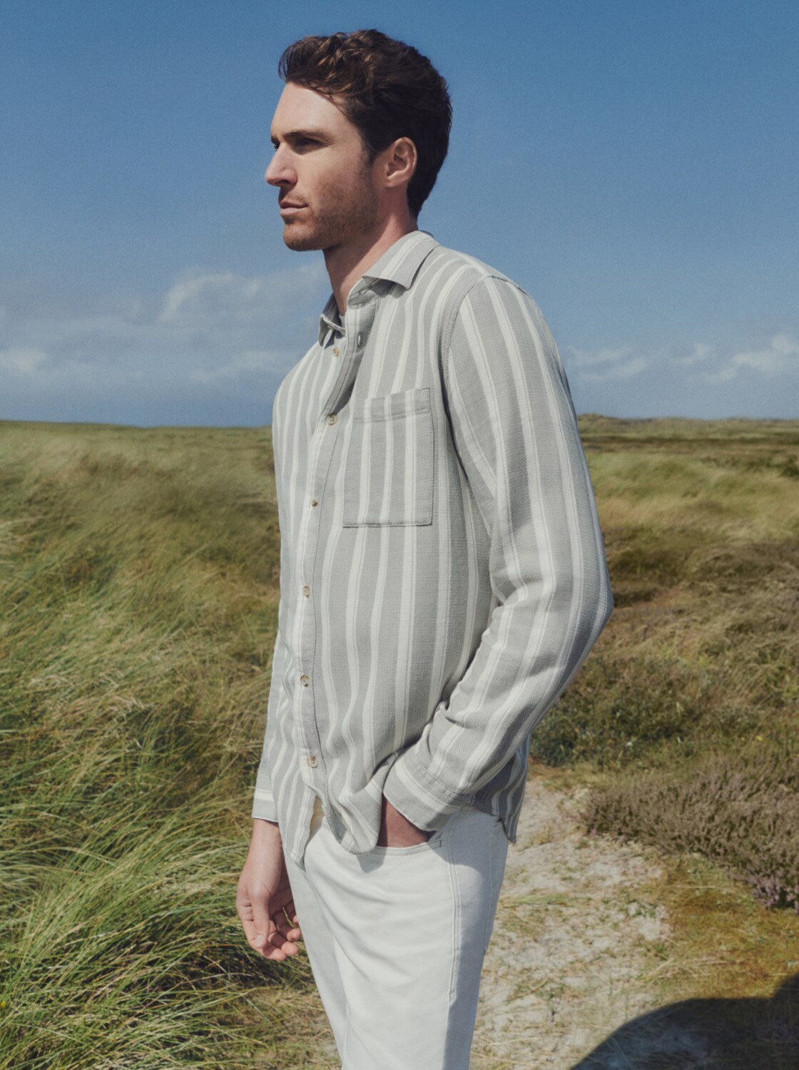 Tom Tailor Herren Hemden lang Gree White Big