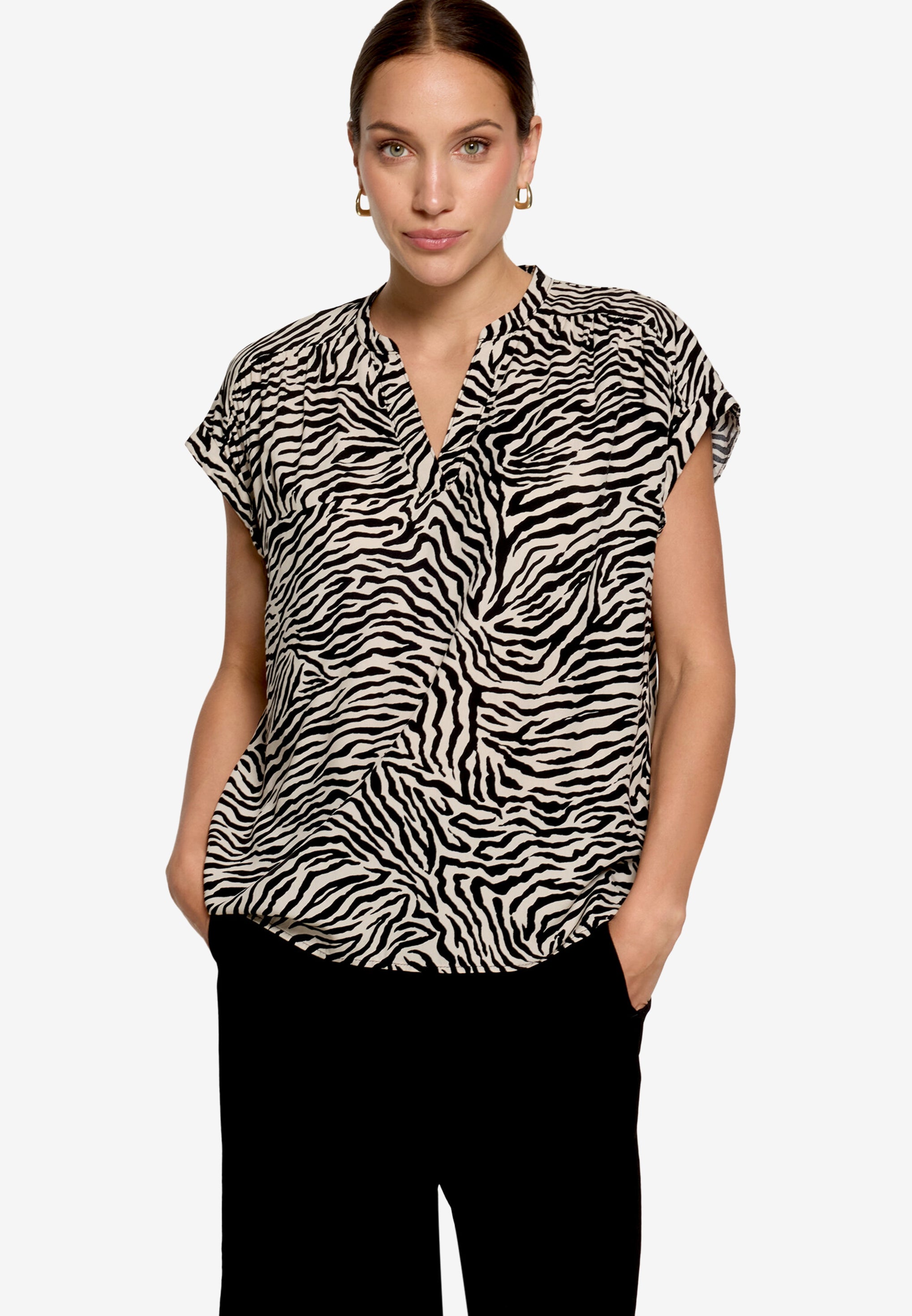 Zero Damen Blusen kurz Cream/Black