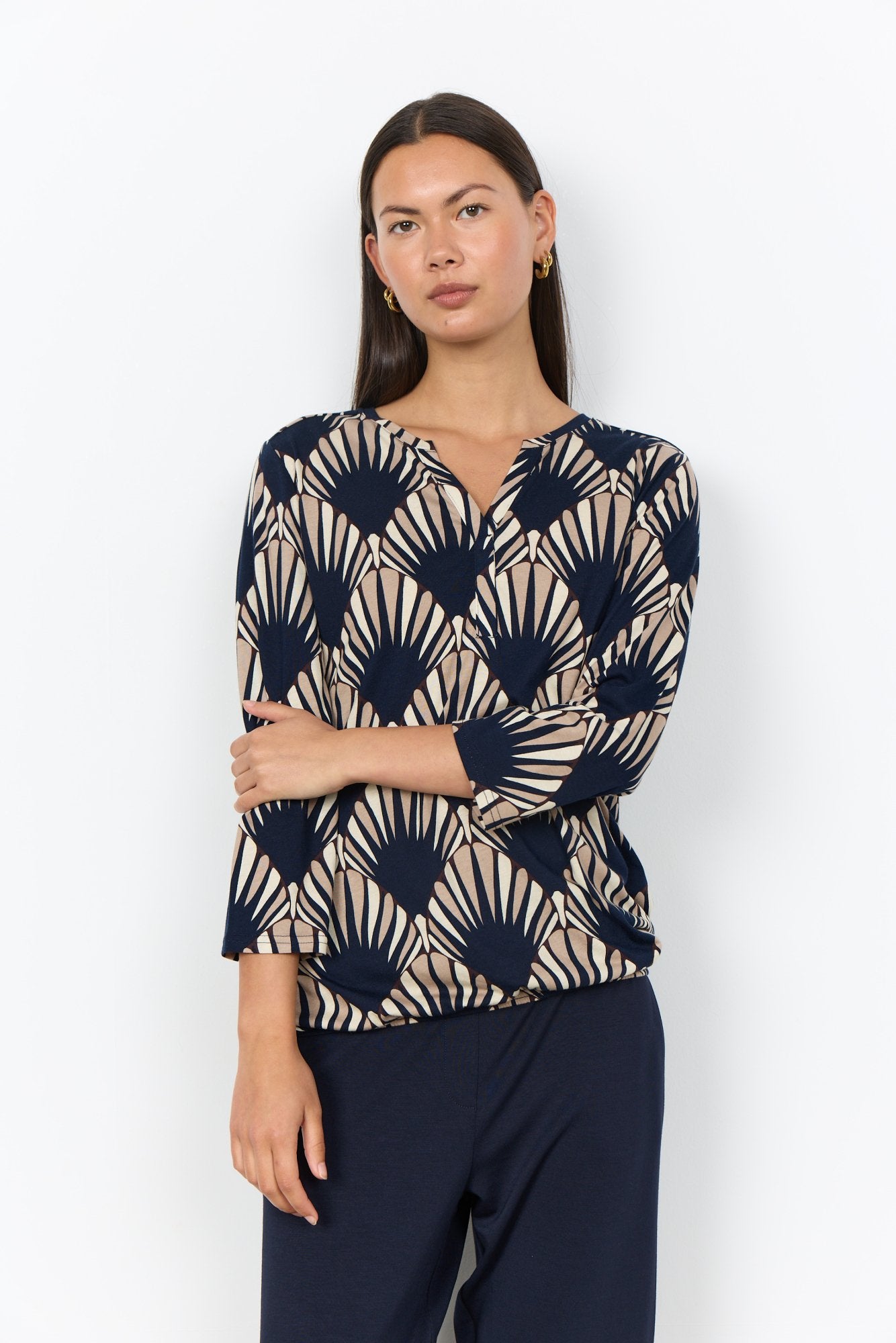 Soya Concept Damen Blusen kurz Navy Combi