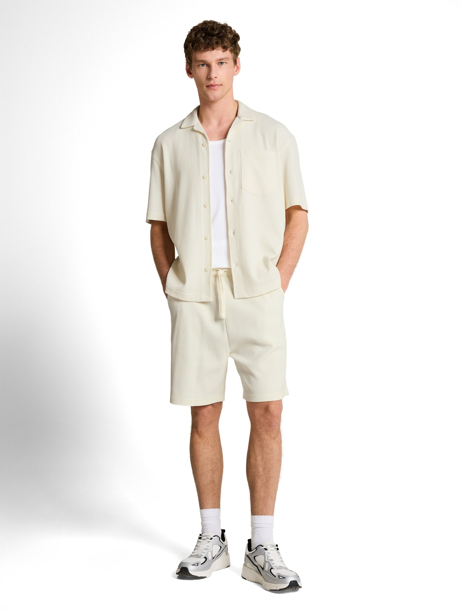 Tom Tailor denim Herren Hemden kurz Wool White