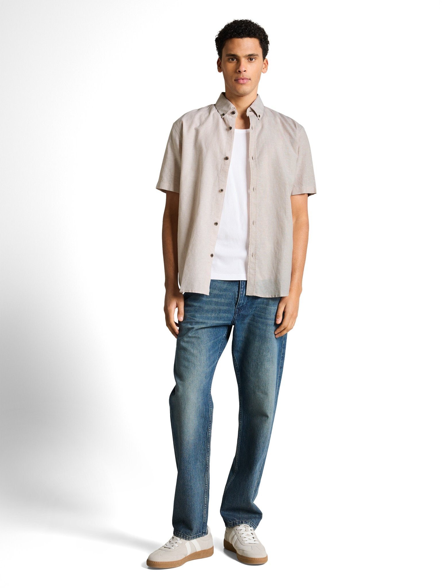 Tom Tailor denim Herren Hemden kurz Muted Grey Cham
