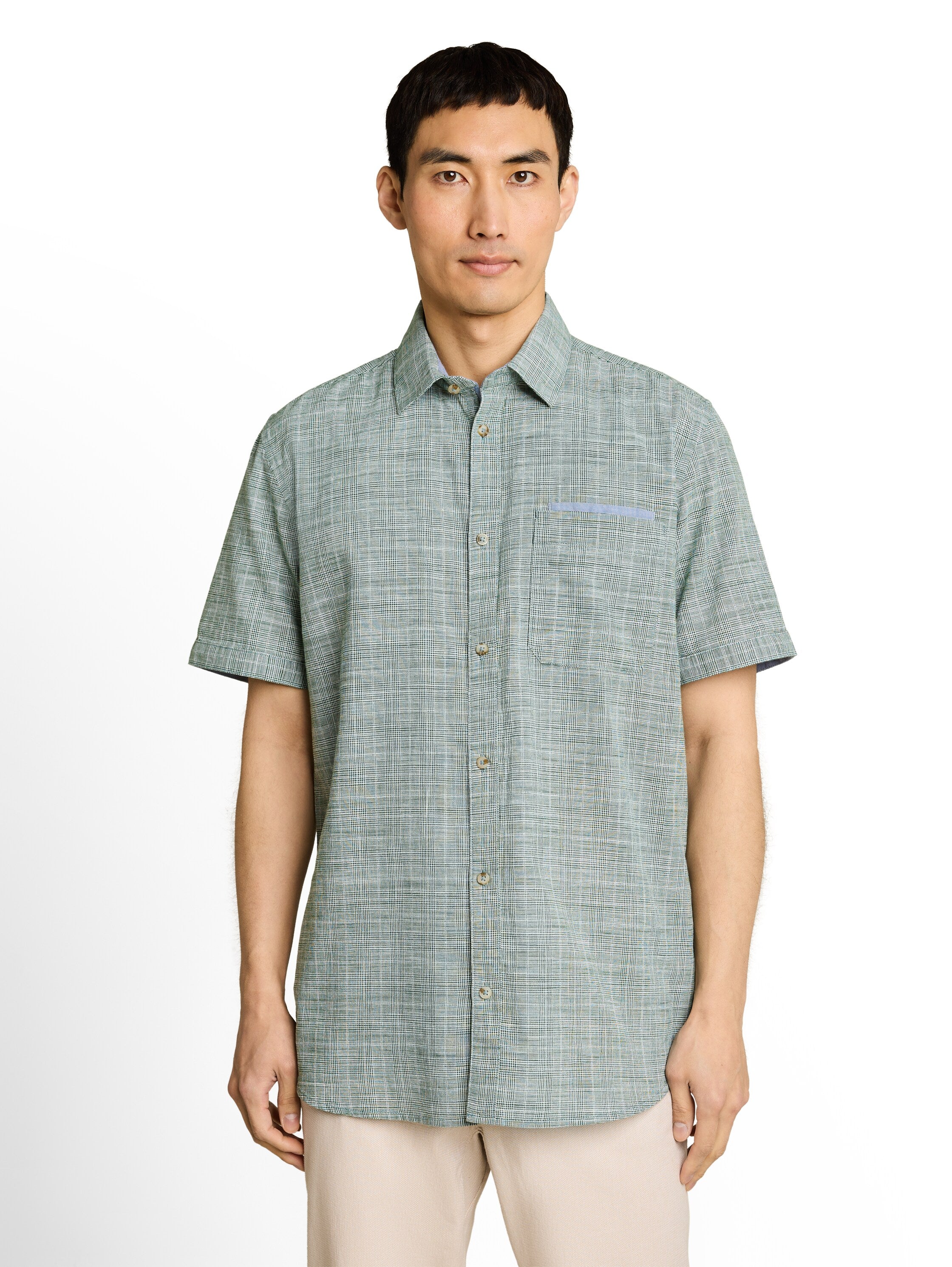 Tom Tailor Herren Hemden kurz Garden Green Ch
