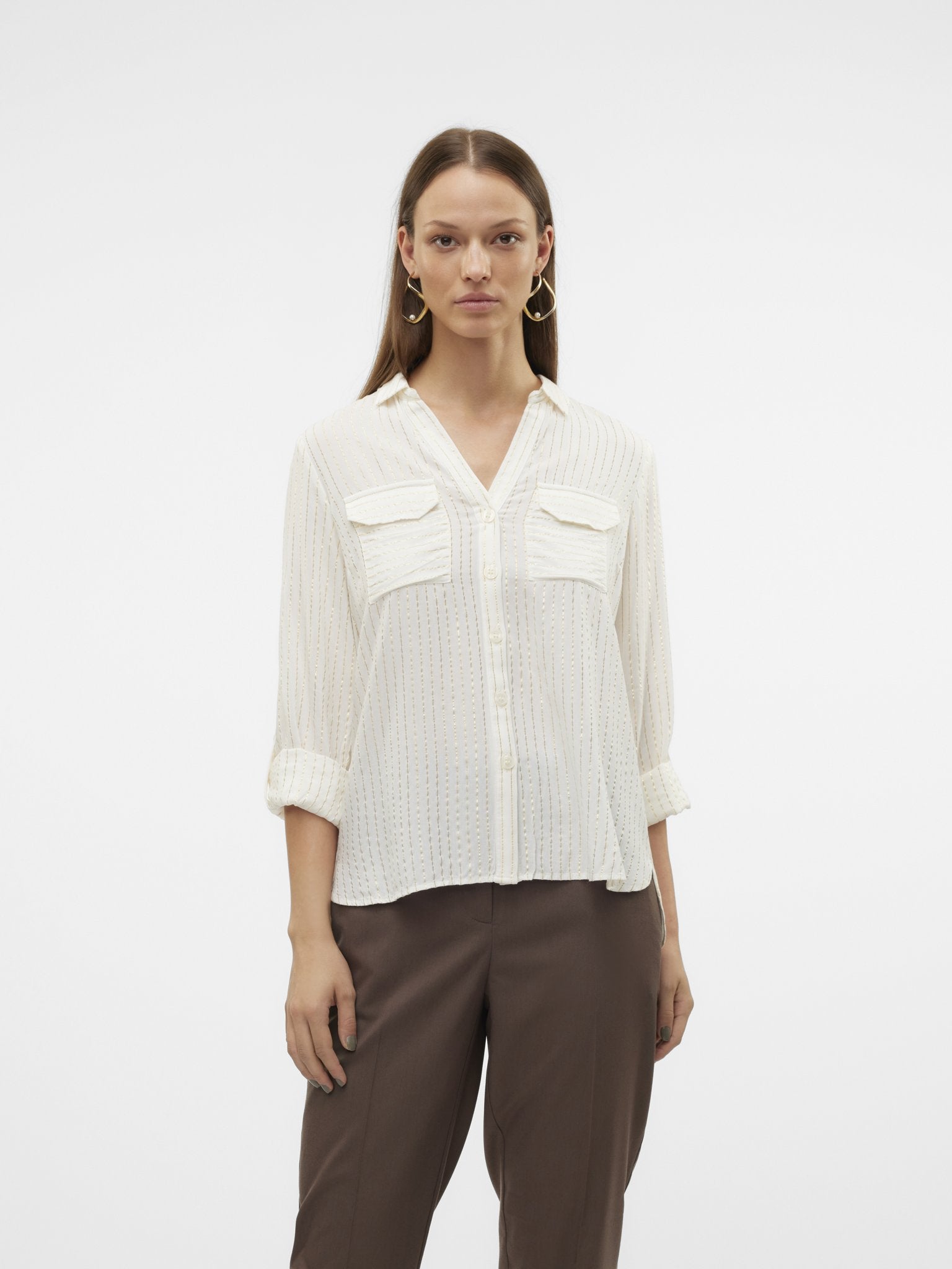 Vero Moda Damen Blusen Snow White/Gold