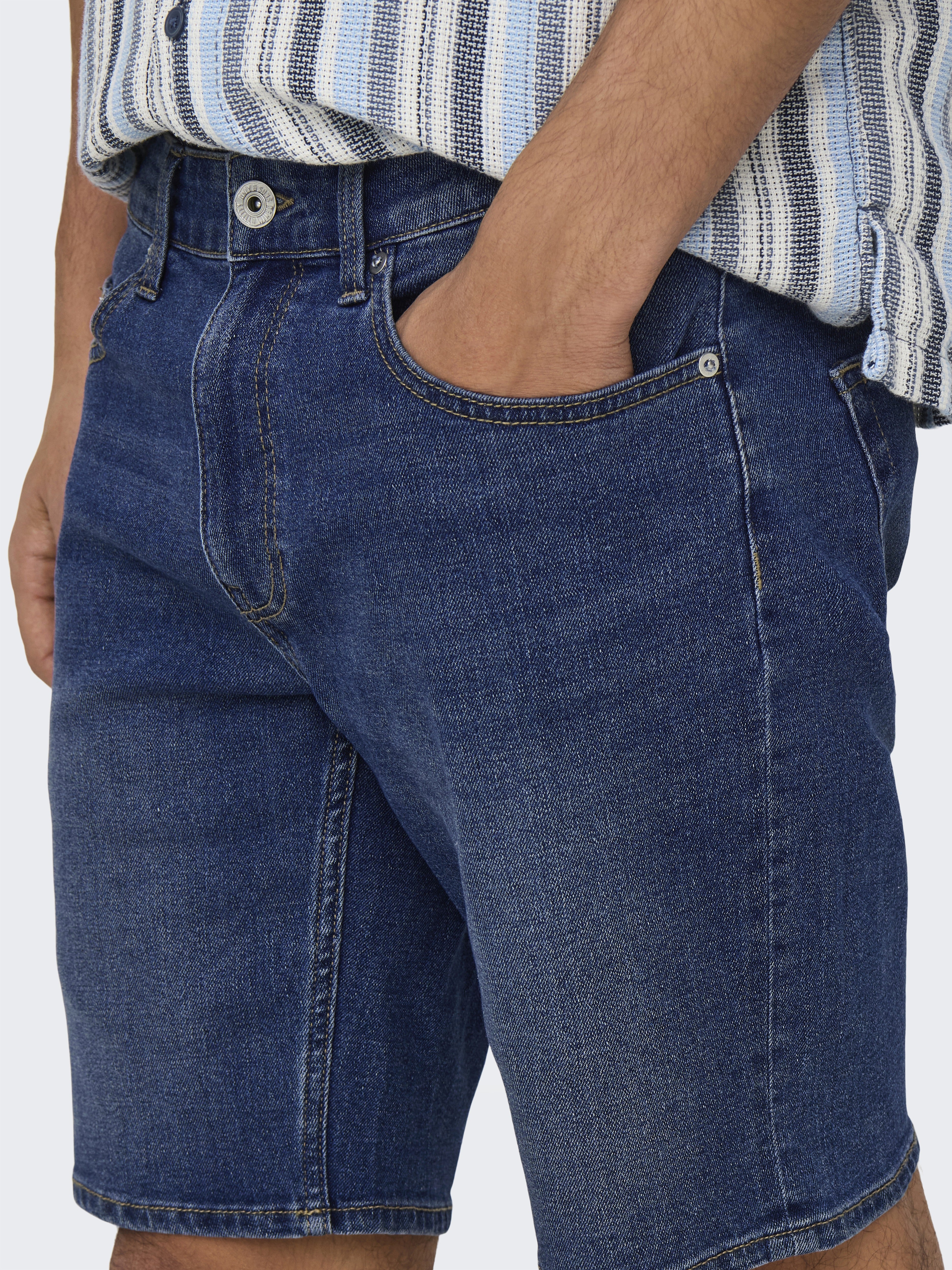 Only & Sons Herren Shorts Medium Blue Den