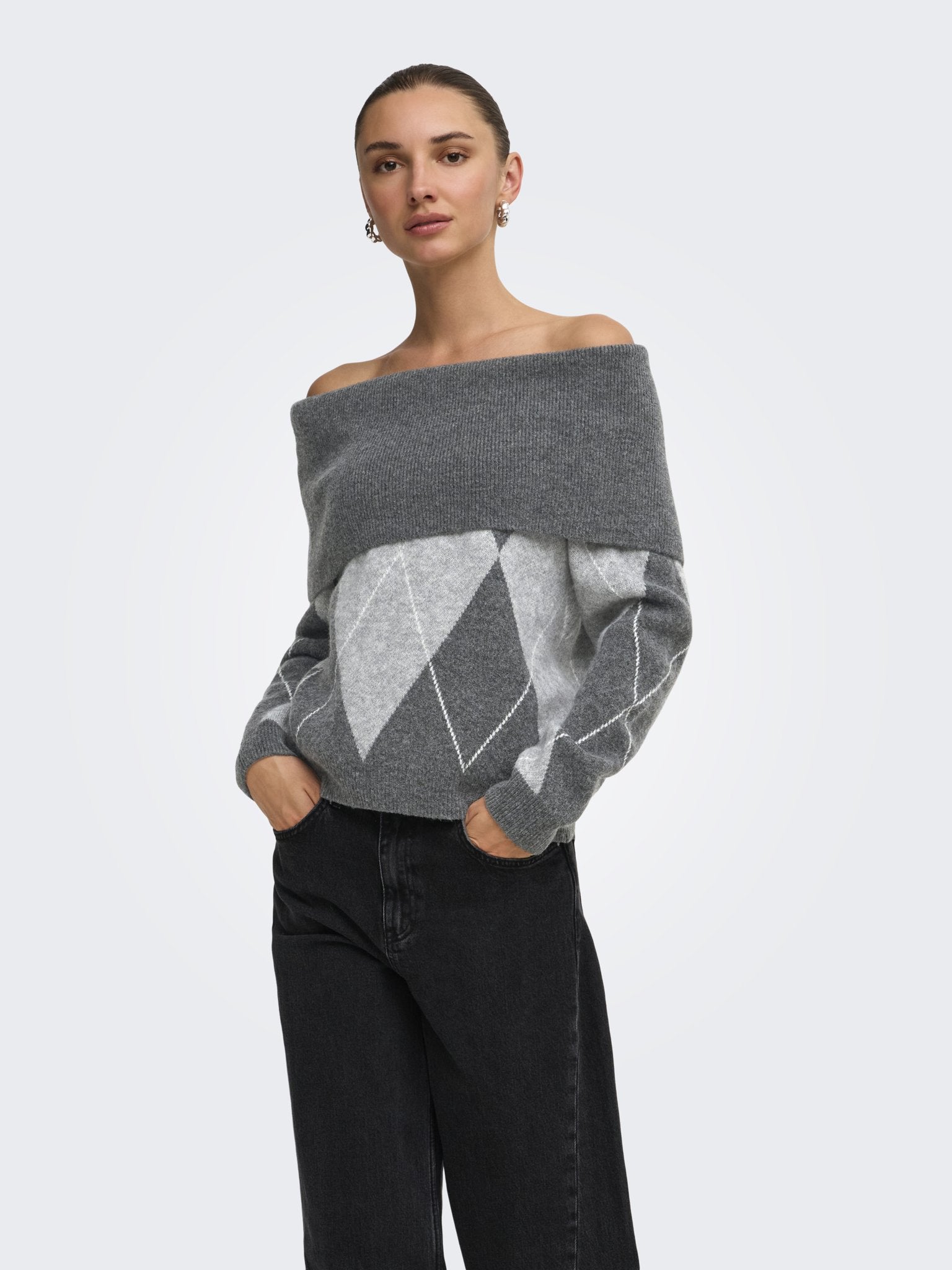 only Damen Pullover Dark Grey Melan