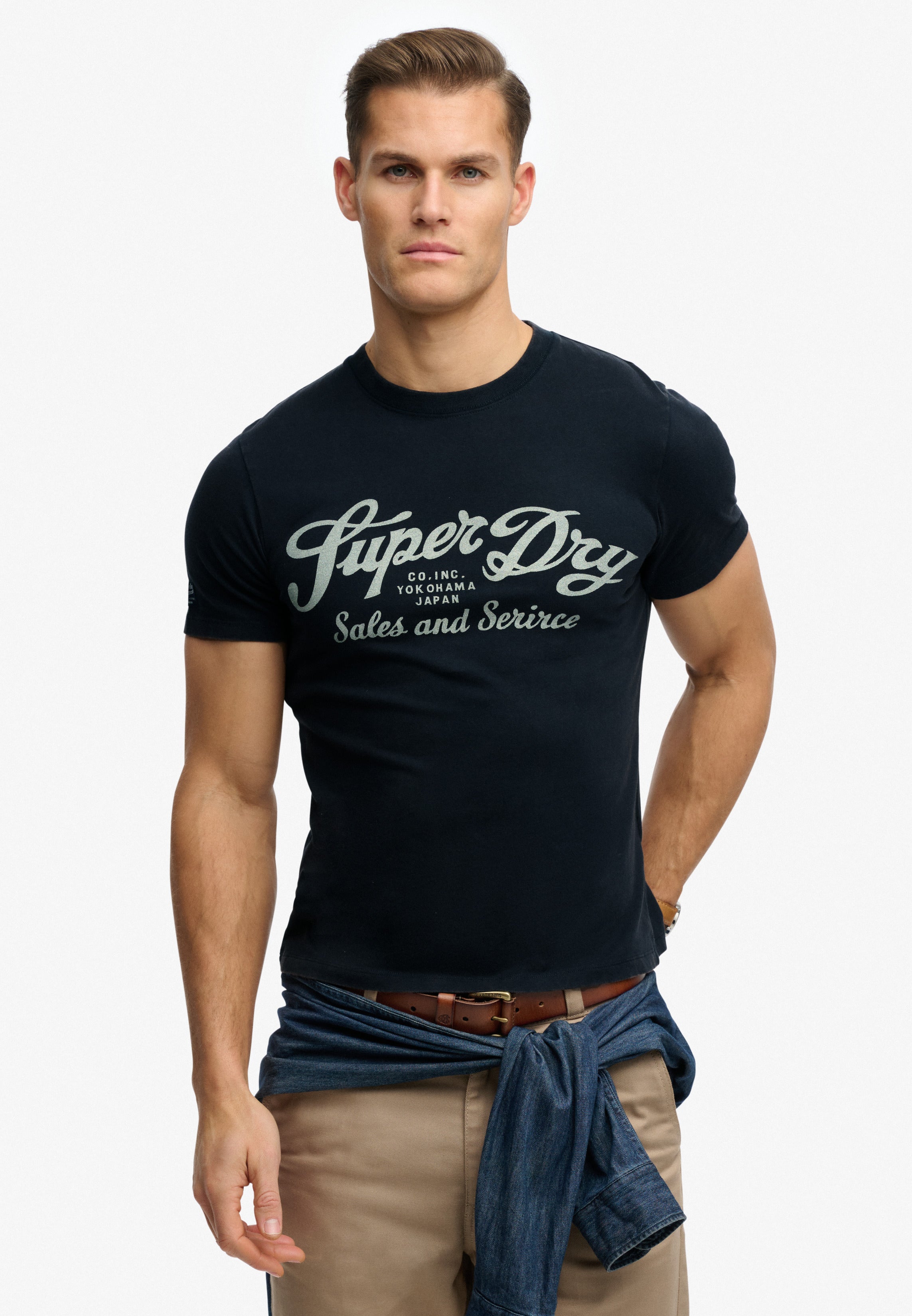Superdry Men Herren T-Shirts kurz T Eclipse Nav