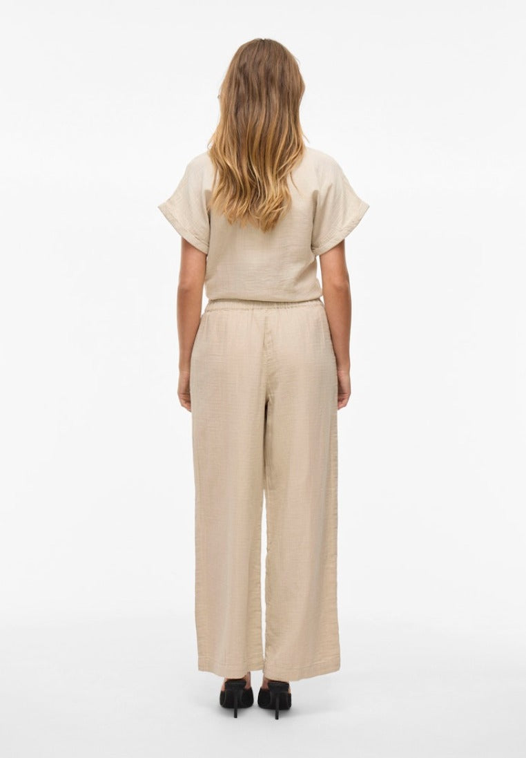 Vila Damen Hosen Feather Gray
