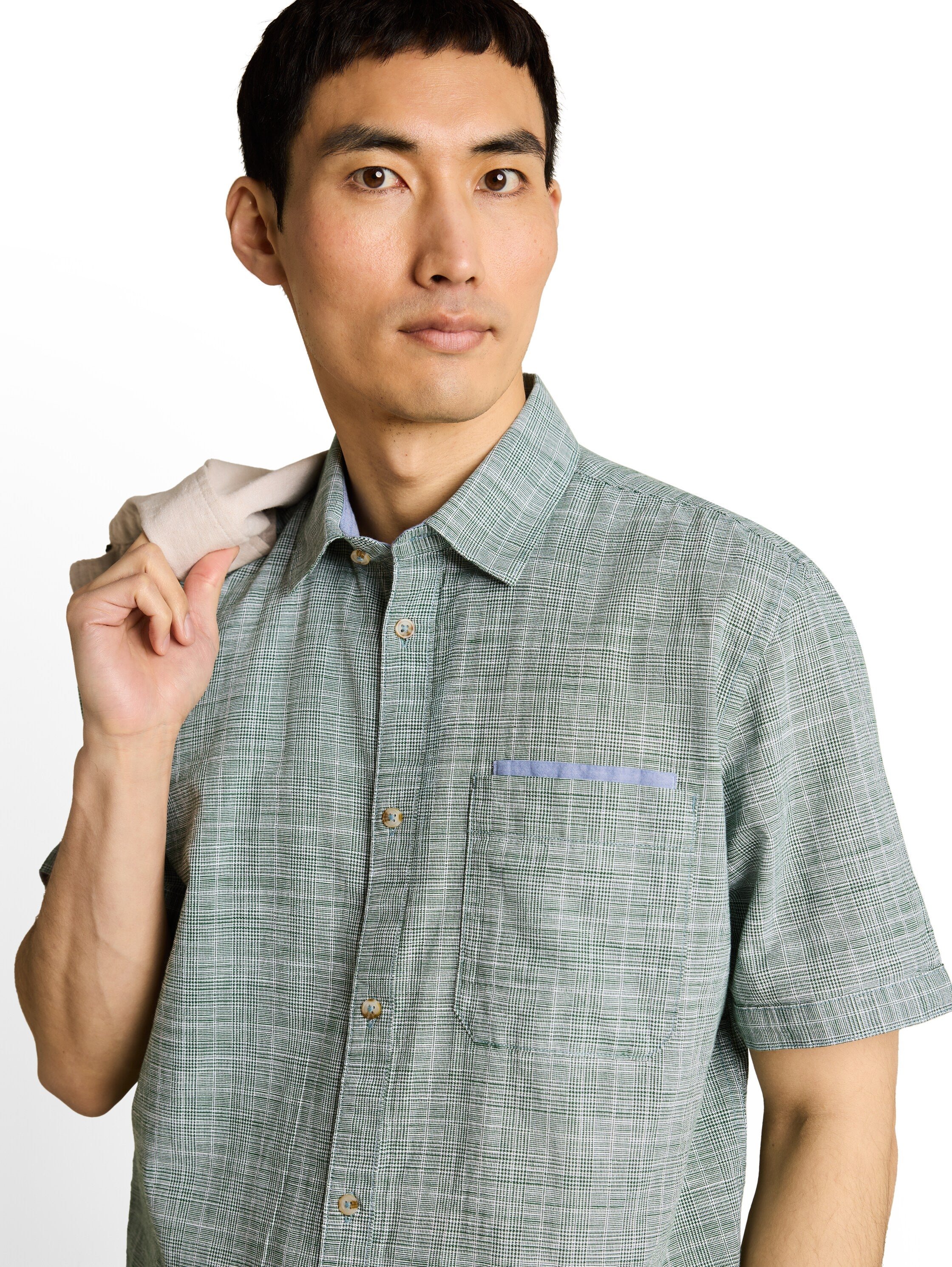 Tom Tailor Herren Hemden kurz Garden Green Ch