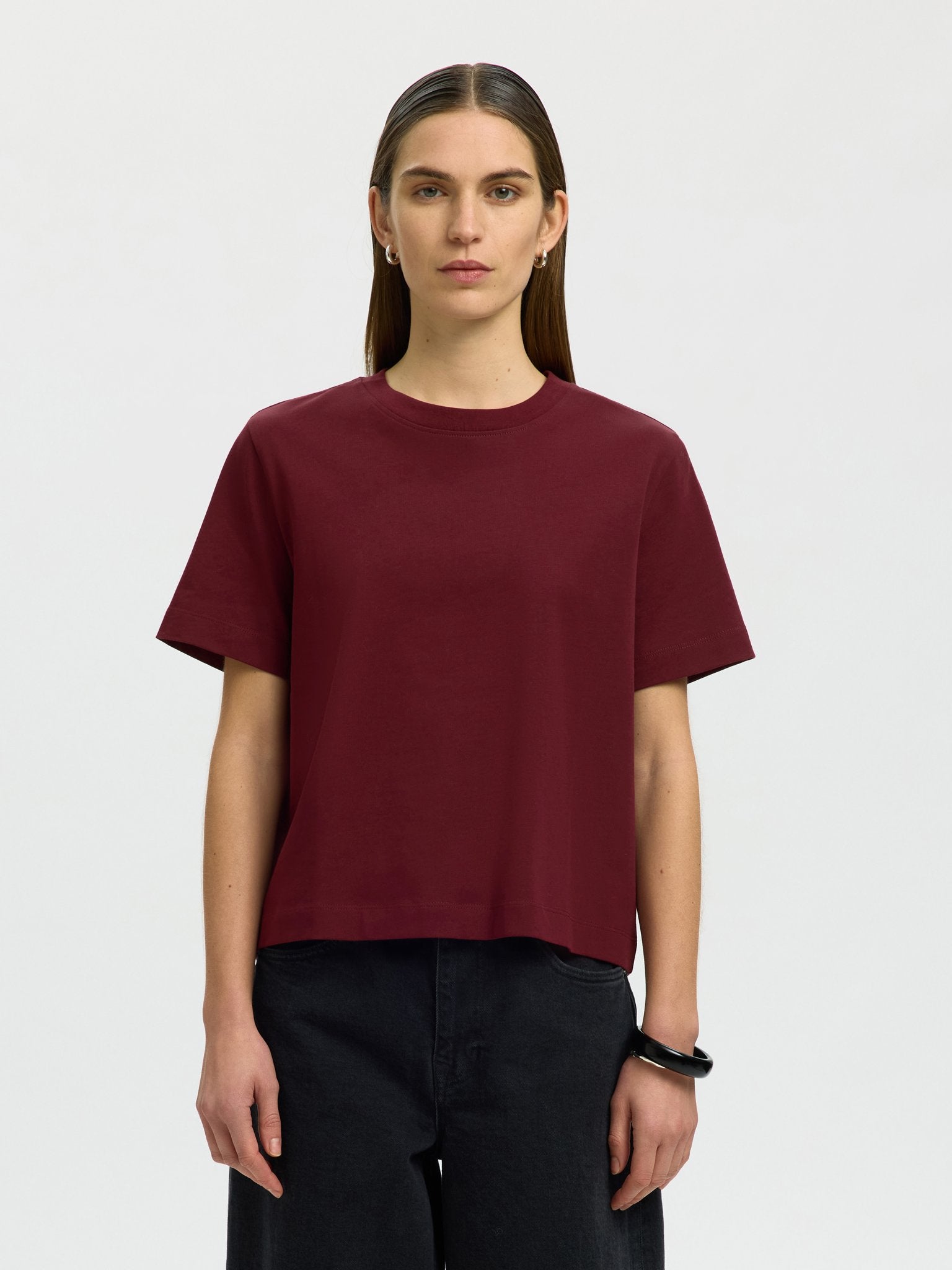 Selected Femme Damen T-Shirts Tawny Port