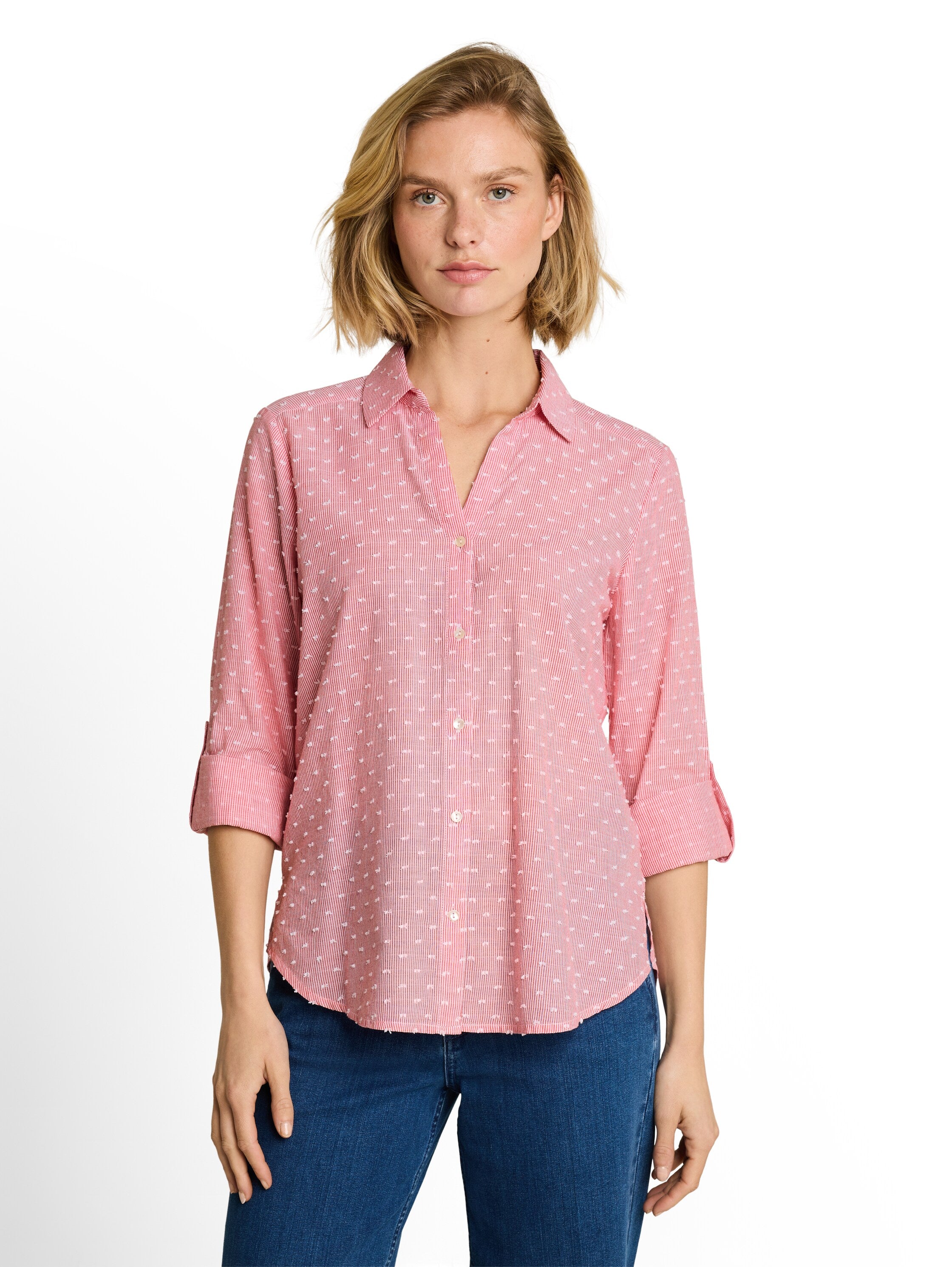 Tom Tailor Damen Blusen kurz Red Dobby Strip
