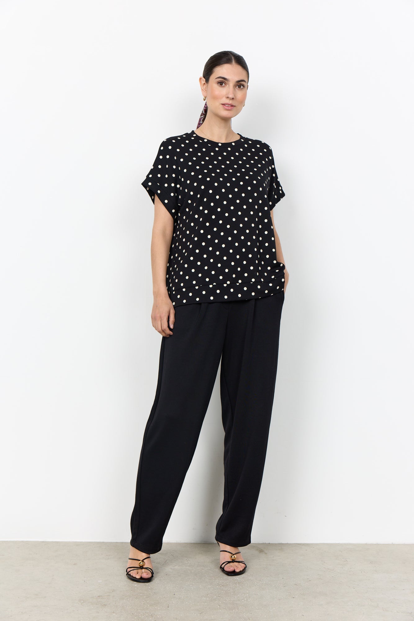 Soya Concept Damen Blusen kurz Black Combi