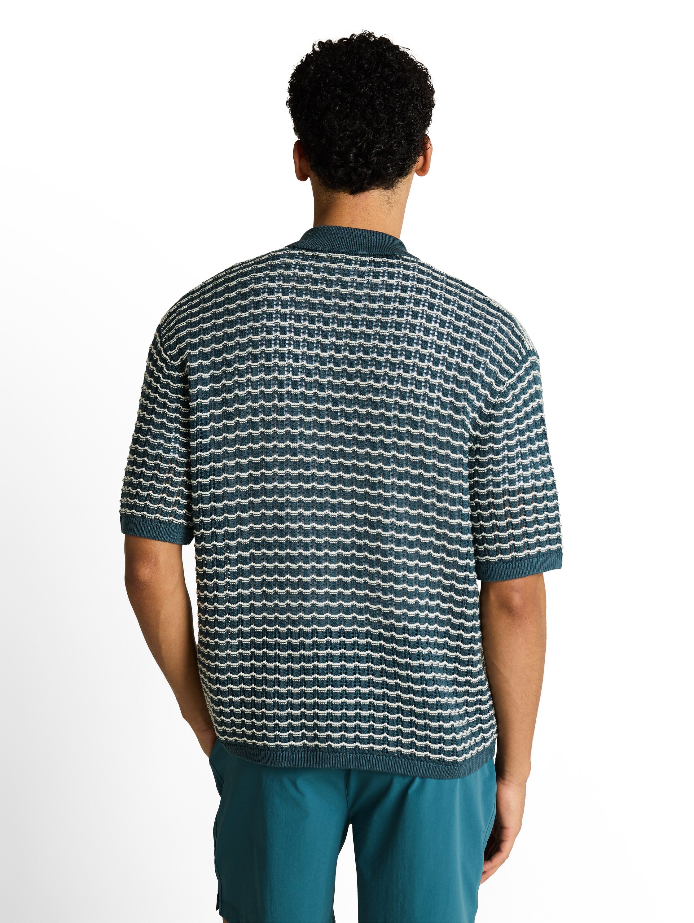 Tom Tailor denim Herren Pullover Tide Petrol Whi