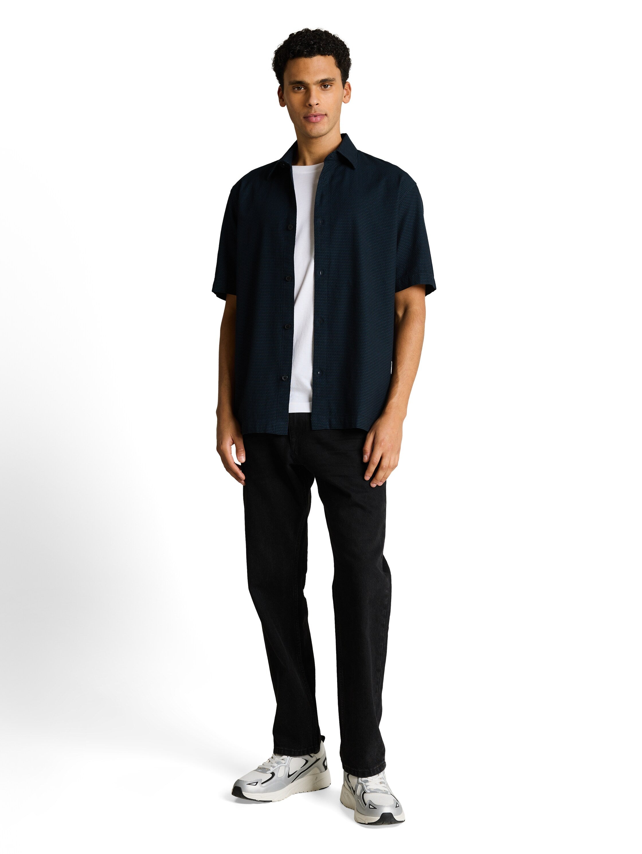 Tom Tailor denim Herren Hemden kurz Black Blue Hori