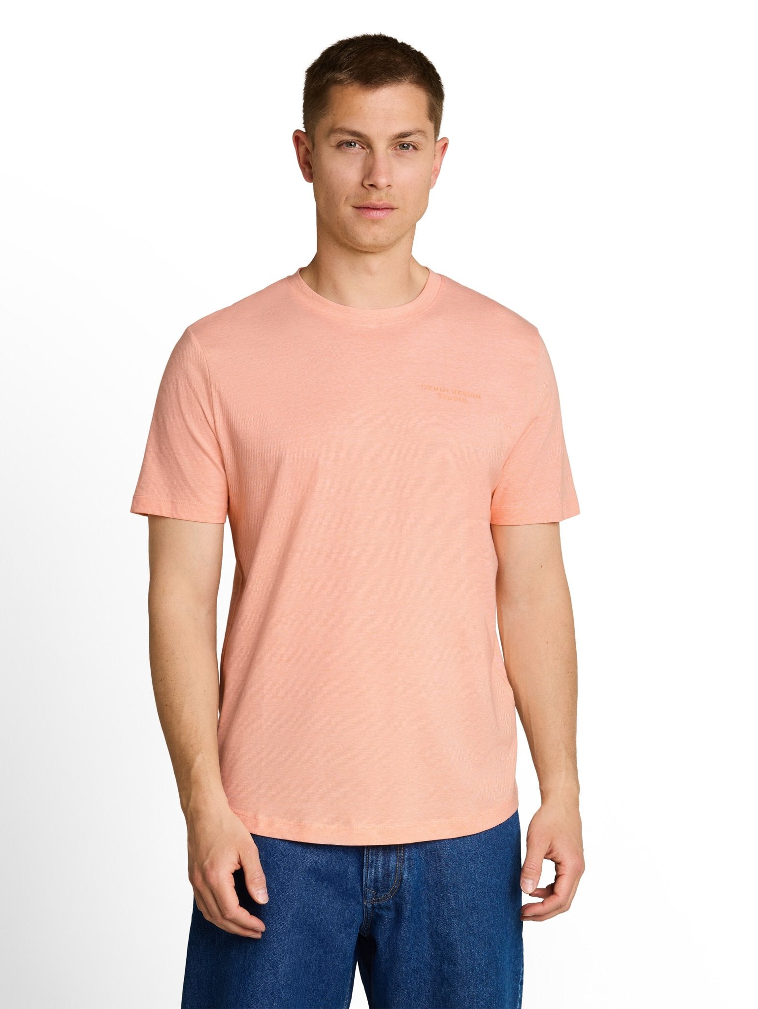 Tom Tailor denim Herren T-Shirts kurz Peach Orange Wh