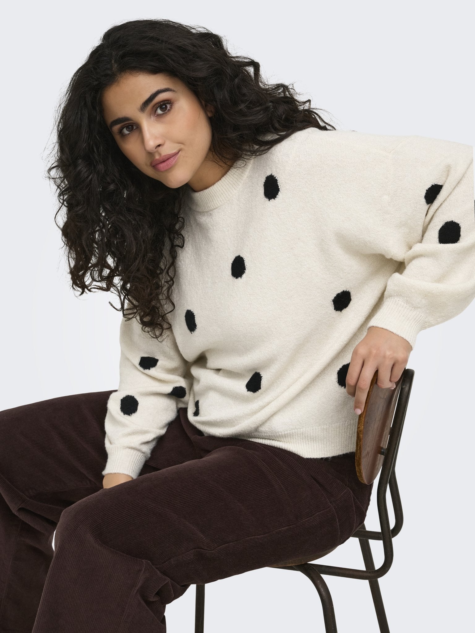 Only Caramkoma Damen Pullover Birch/Black/Mel