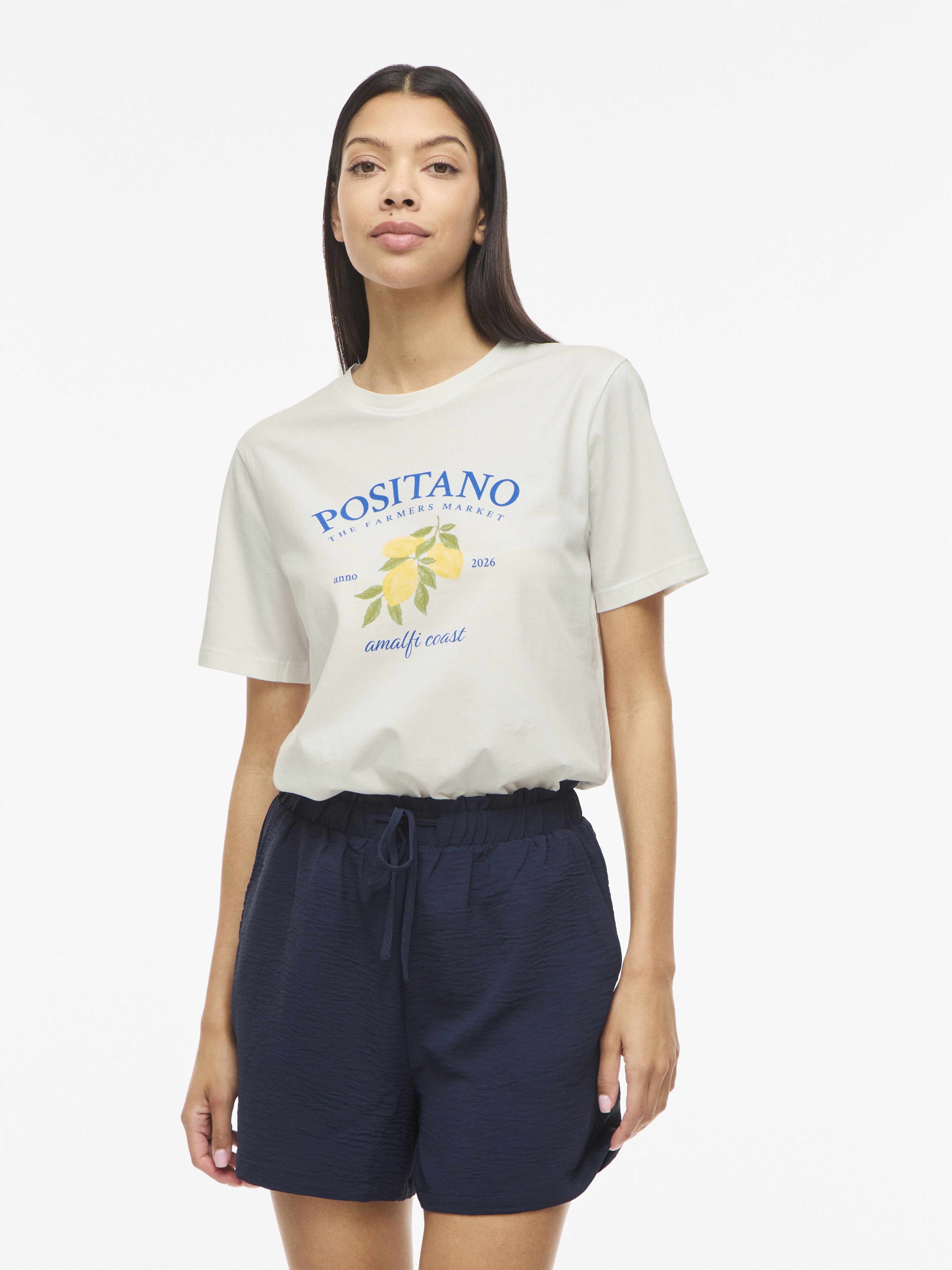 Vila Damen T-Shirts Snow White/Posi