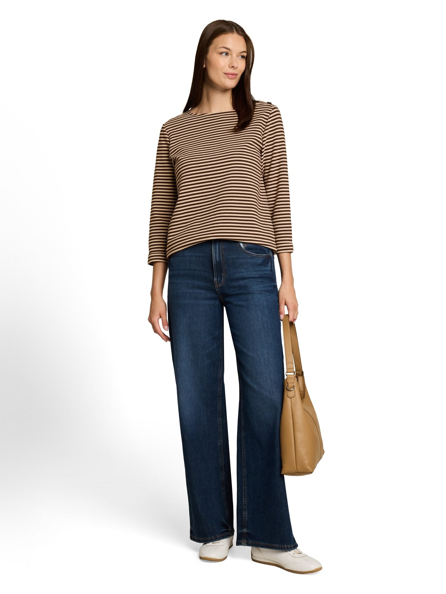 Tom Tailor Damen Tops Dark Brown Beig