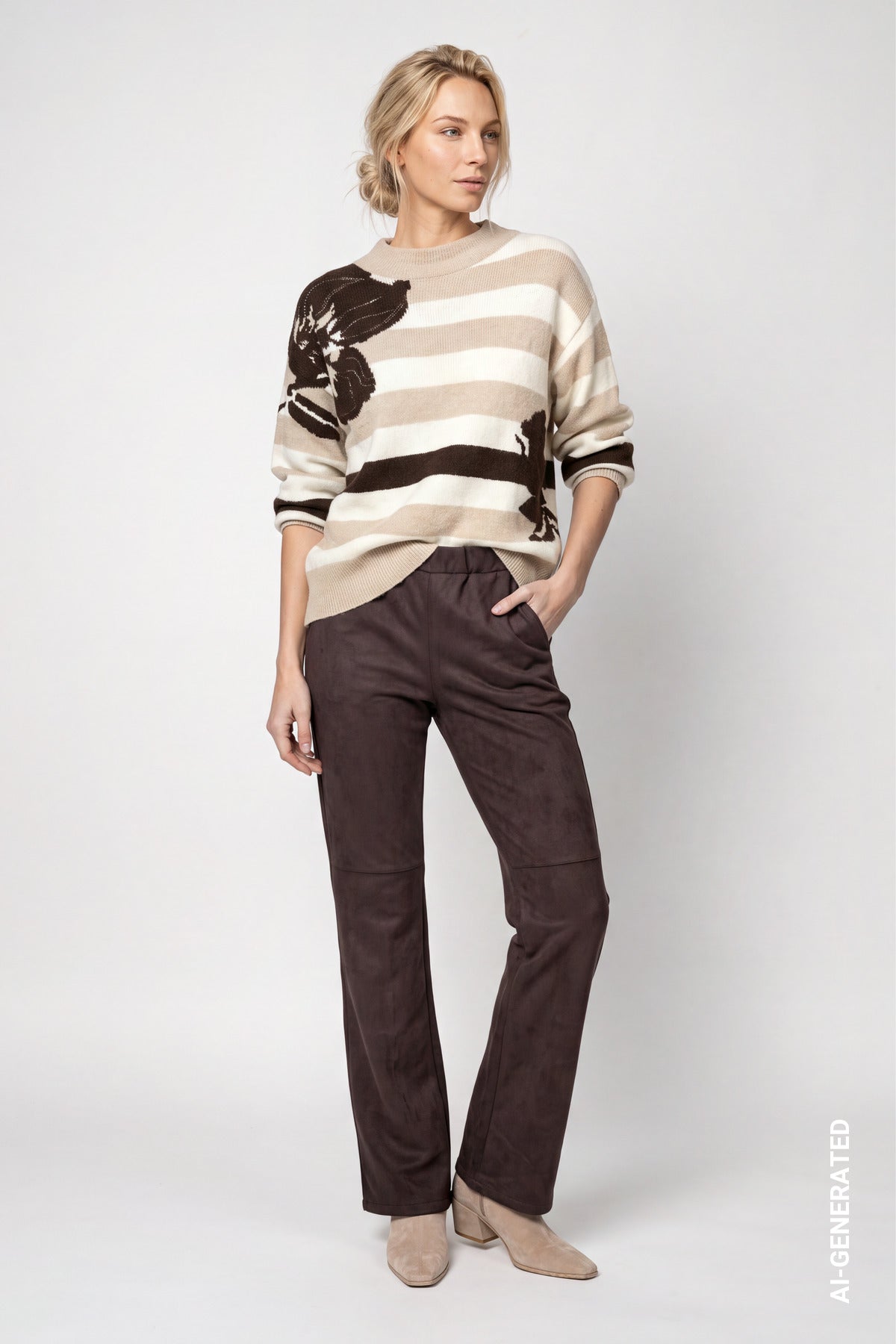 Monari Damen Hosen Black Coffe