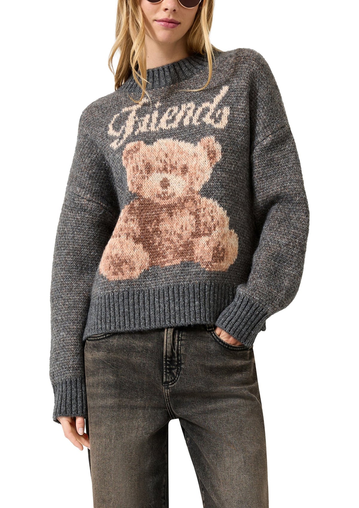 QS by S.Oliver Damen Pullover X Grey/Black