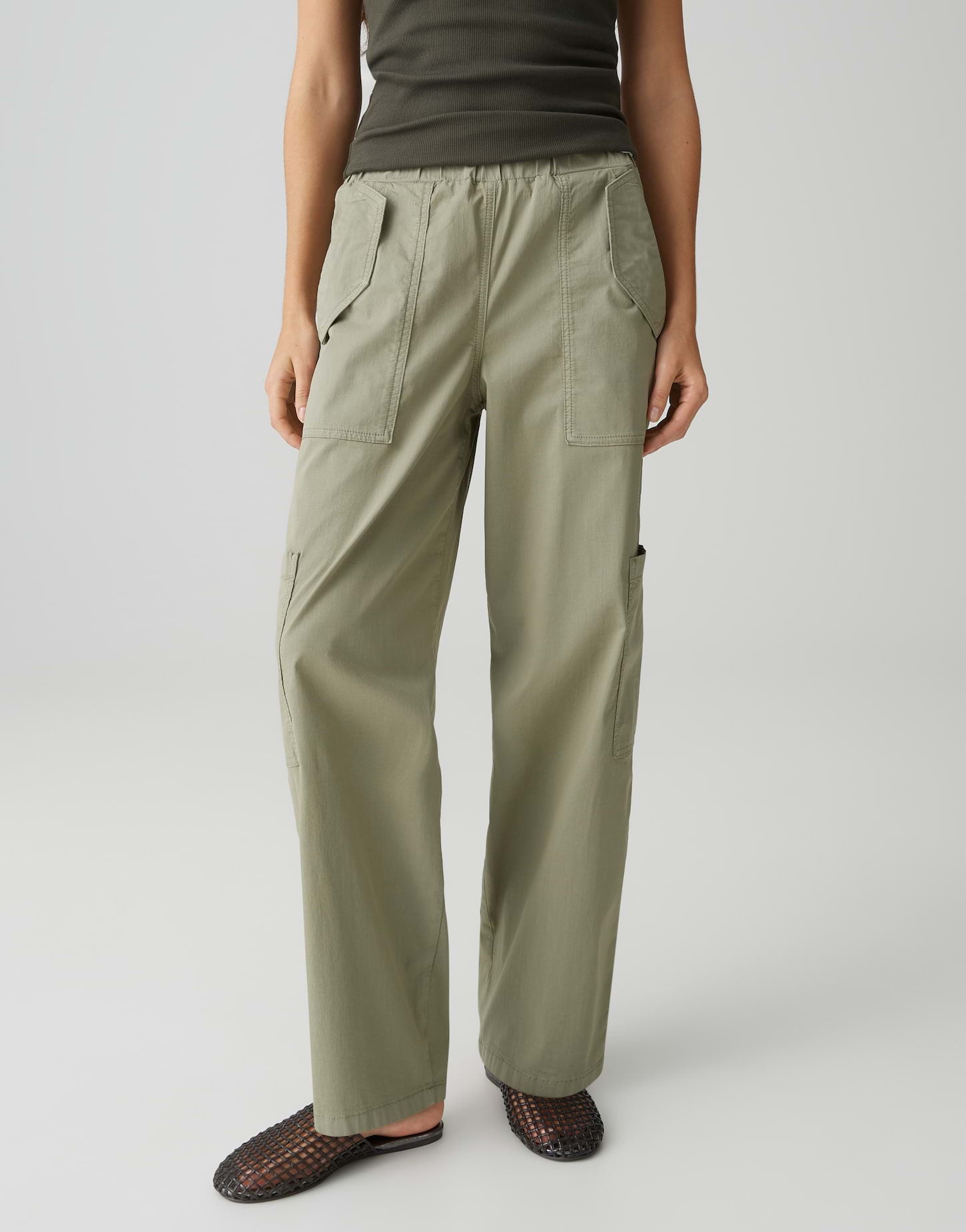 Opus Pants Damen Hosen  Pale Oliv