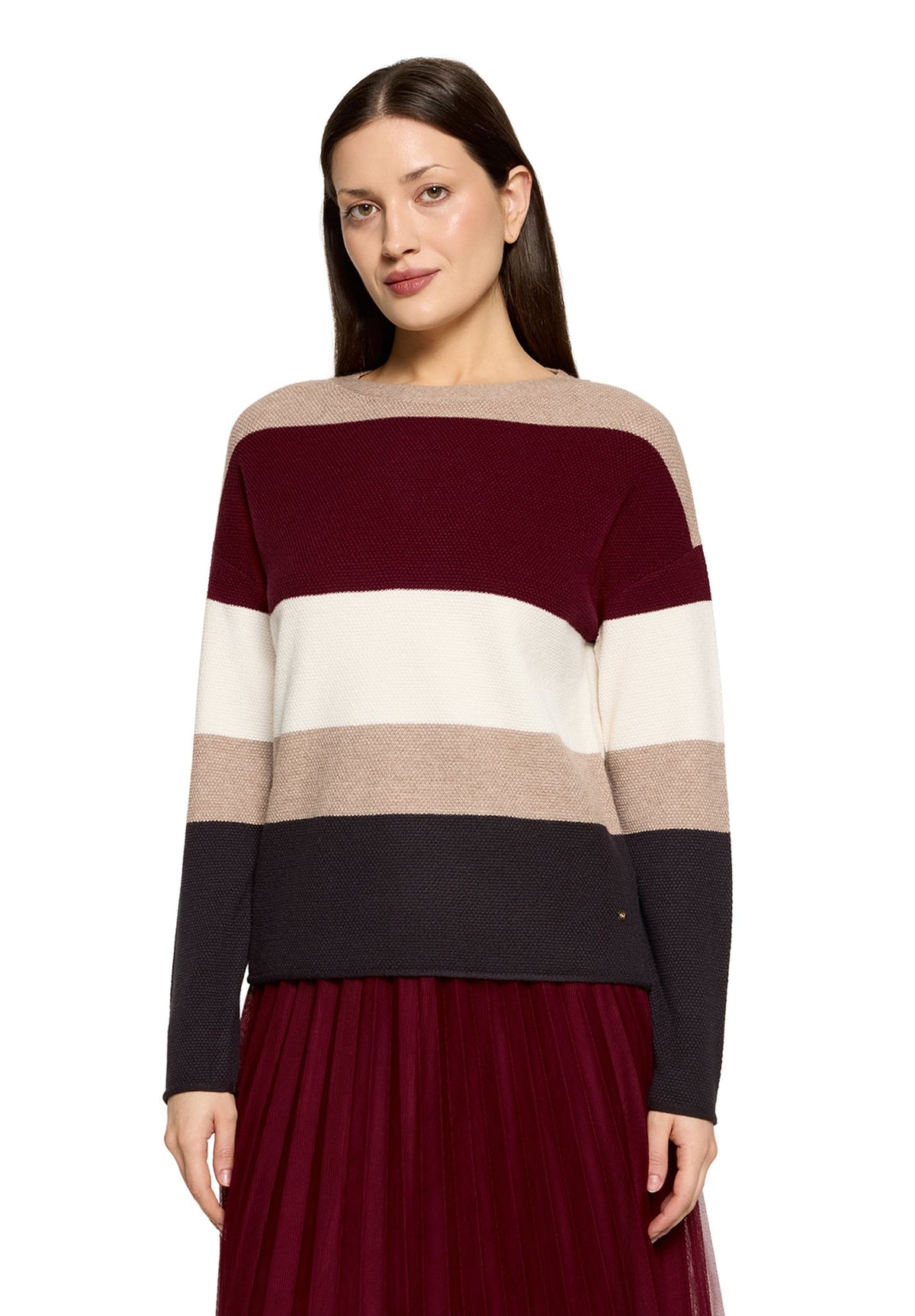 Betty & Co Damen Pullover Dark Red/Taupe