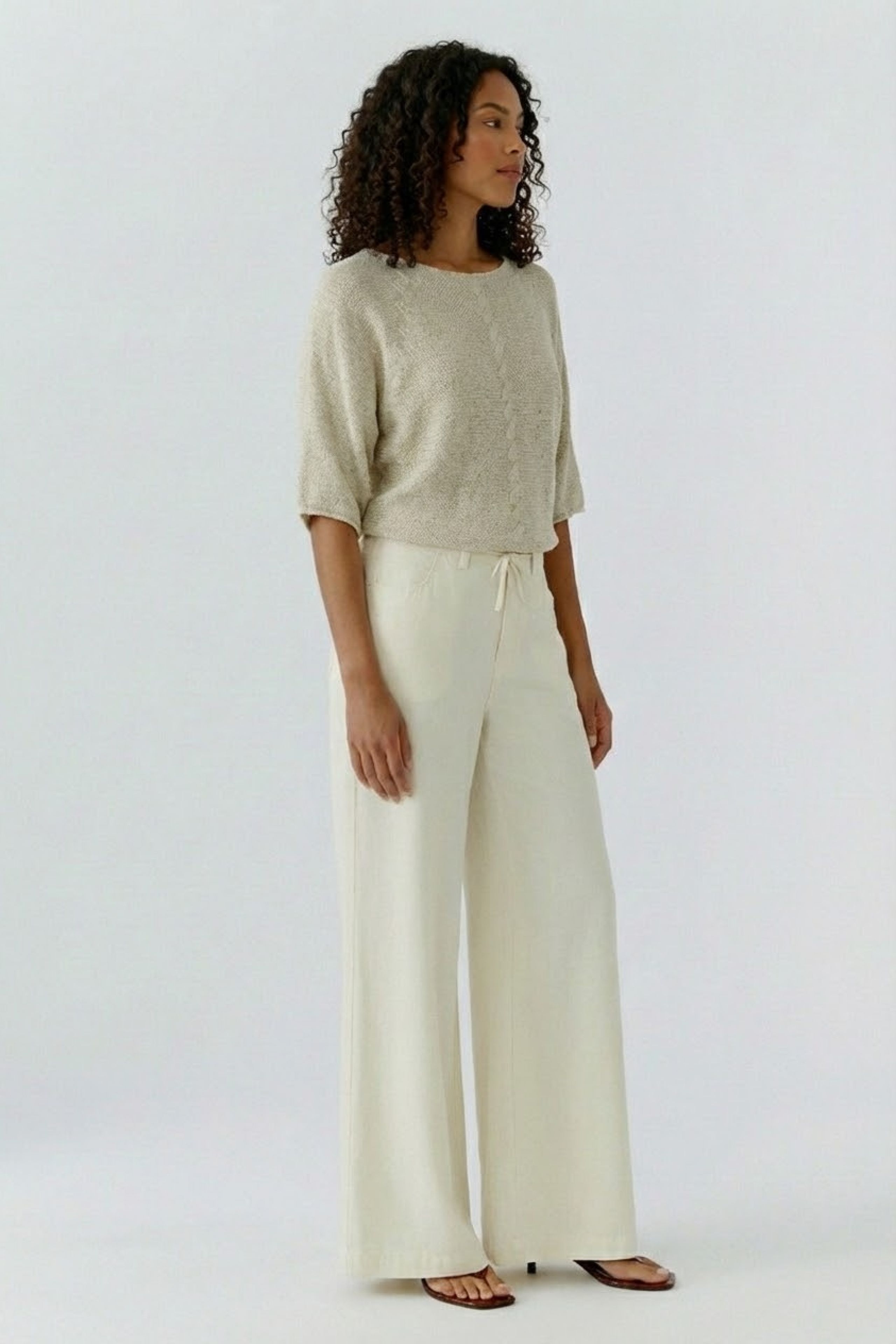 Oui Damen Pullover Biscuit
