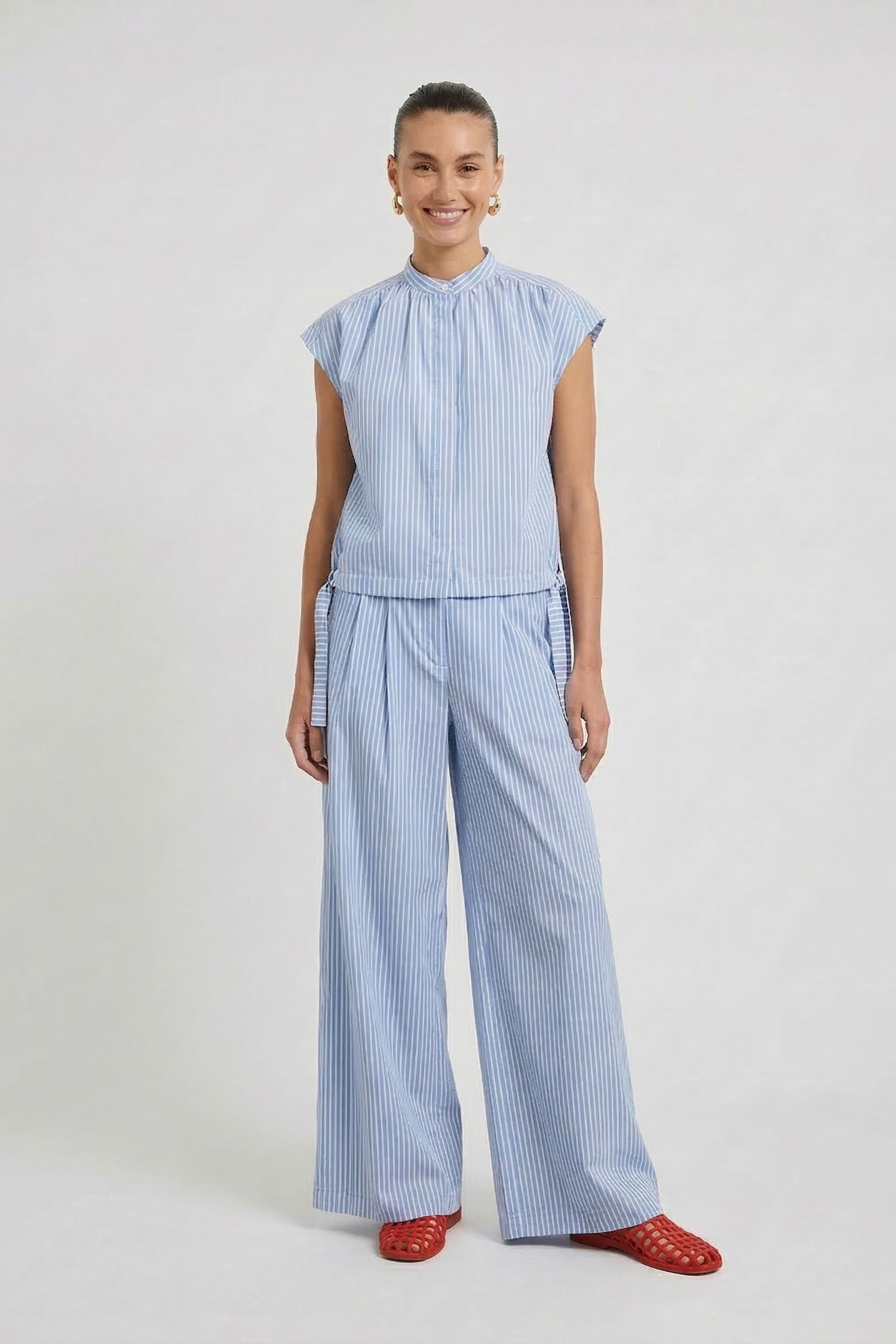 Oui Damen Blusen  Lt Blue Wh