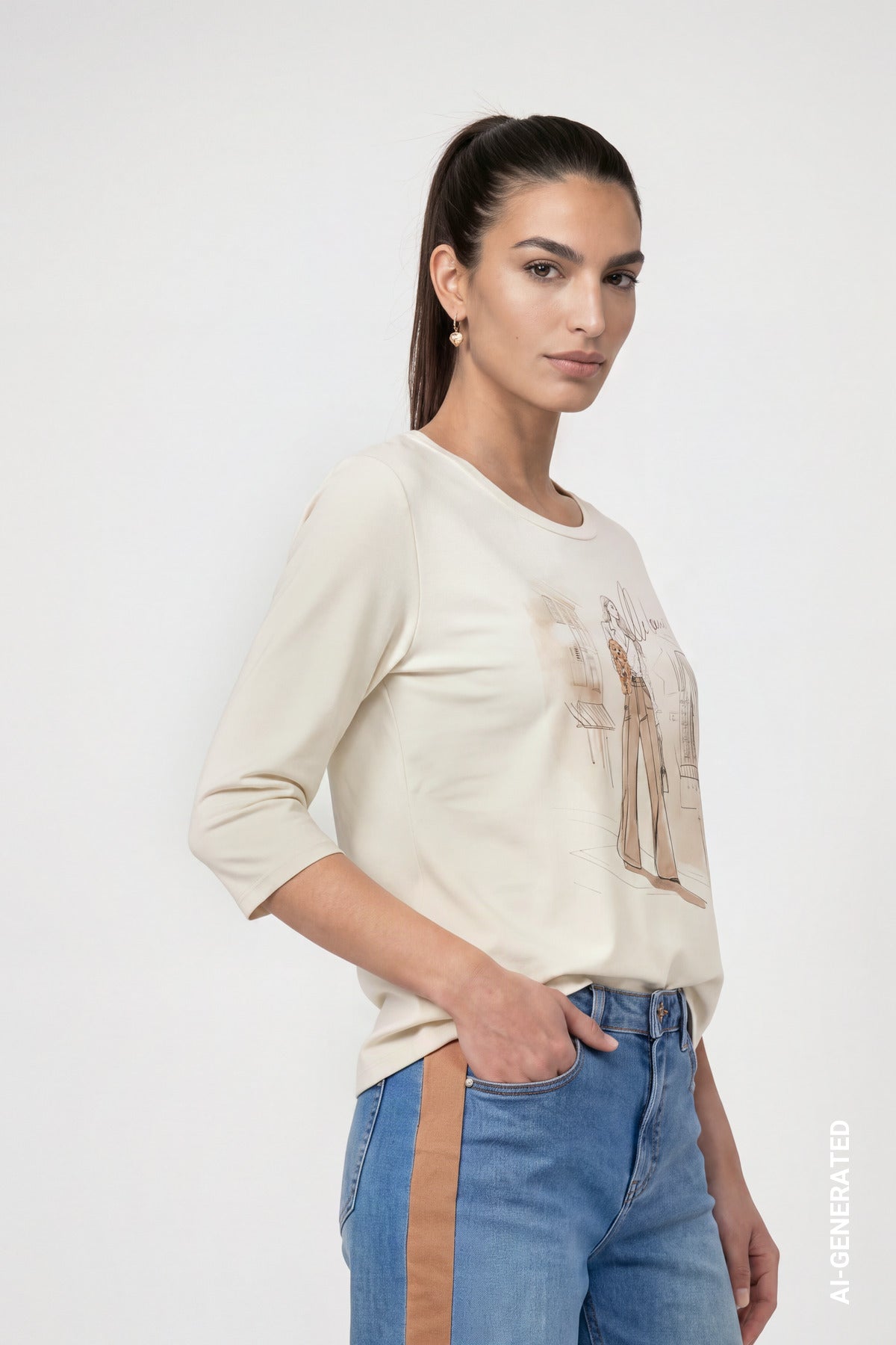 Monari Damen T-Shirts Antique Whi