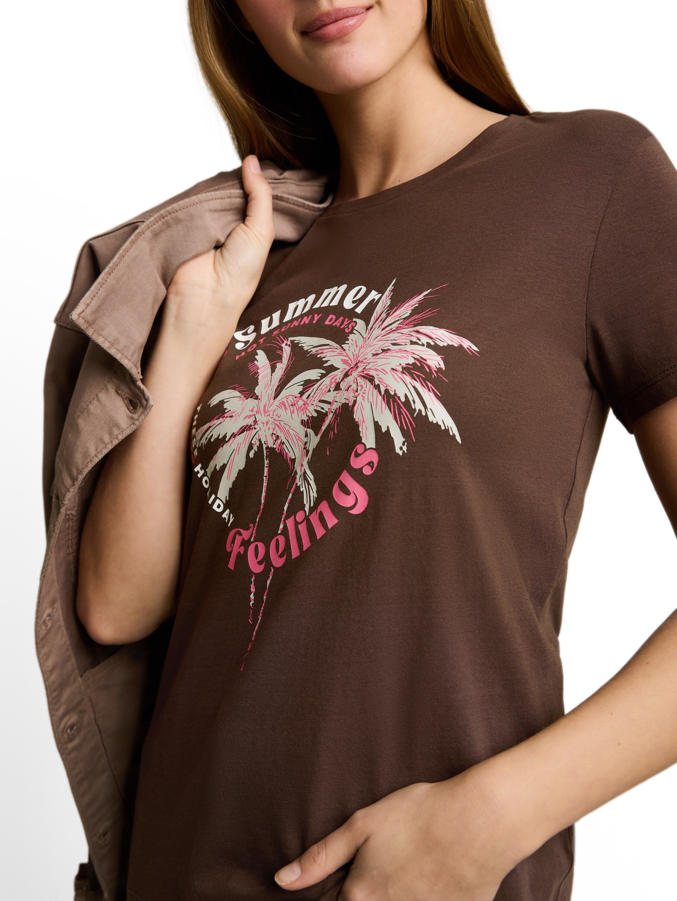 Tom Tailor denim Damen T-Shirts Cool Dark Brown