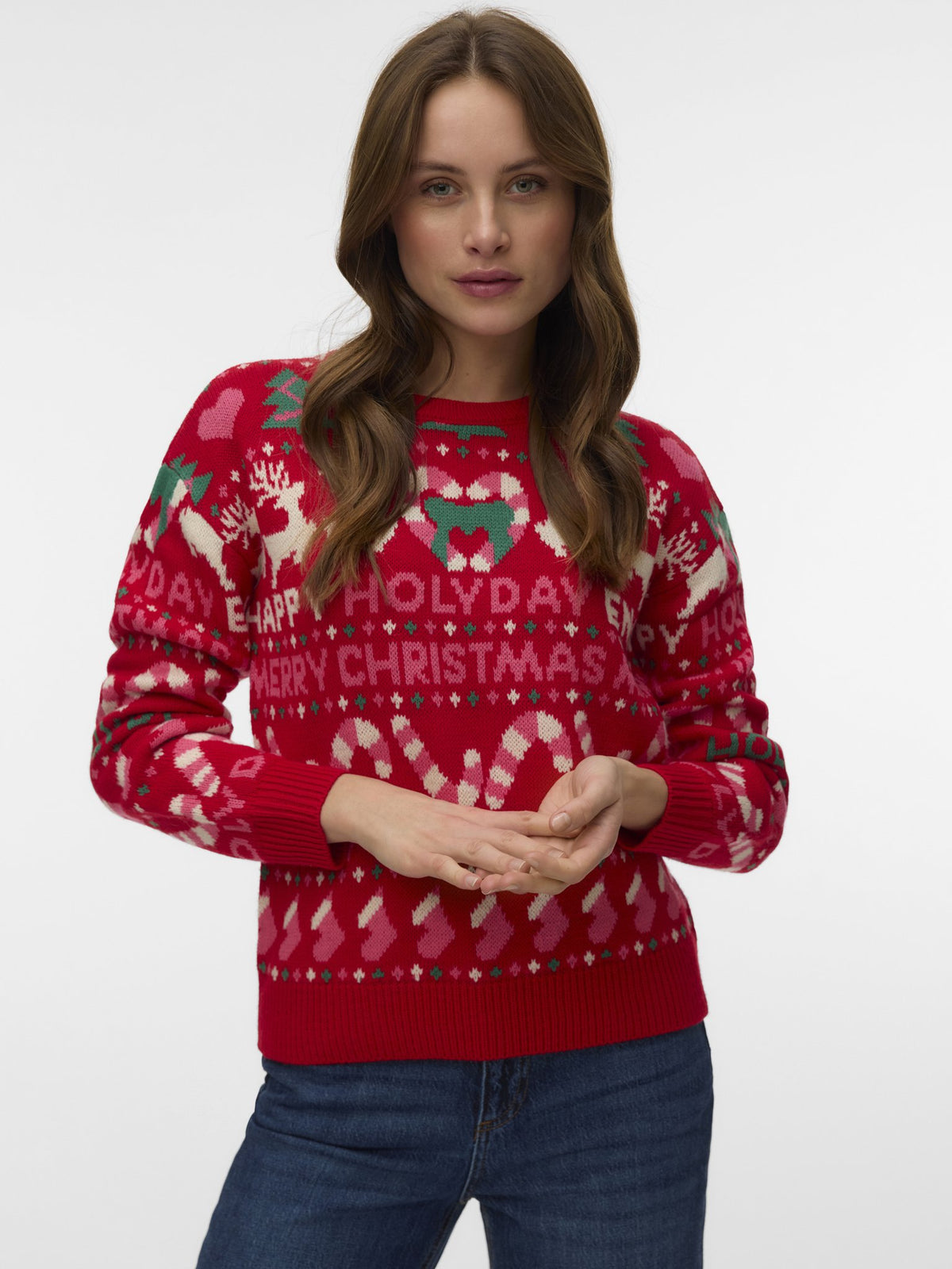 Vero Moda Damen Pullover Chinese Red/W.