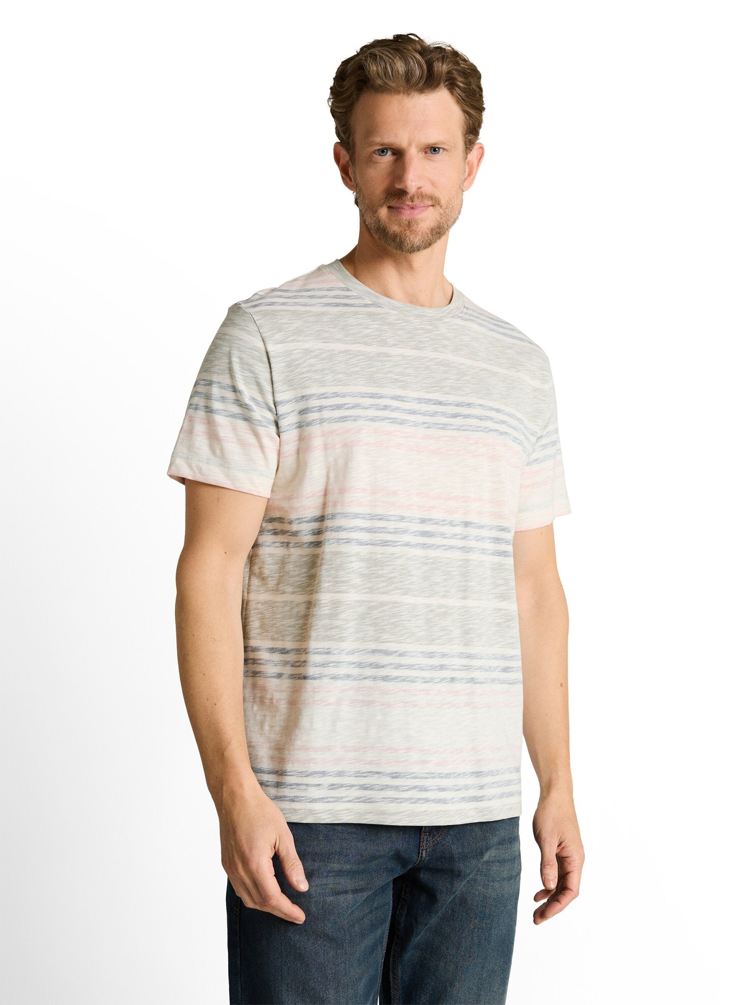 Tom Tailor Herren T-Shirts kurz Rose Teal Multi