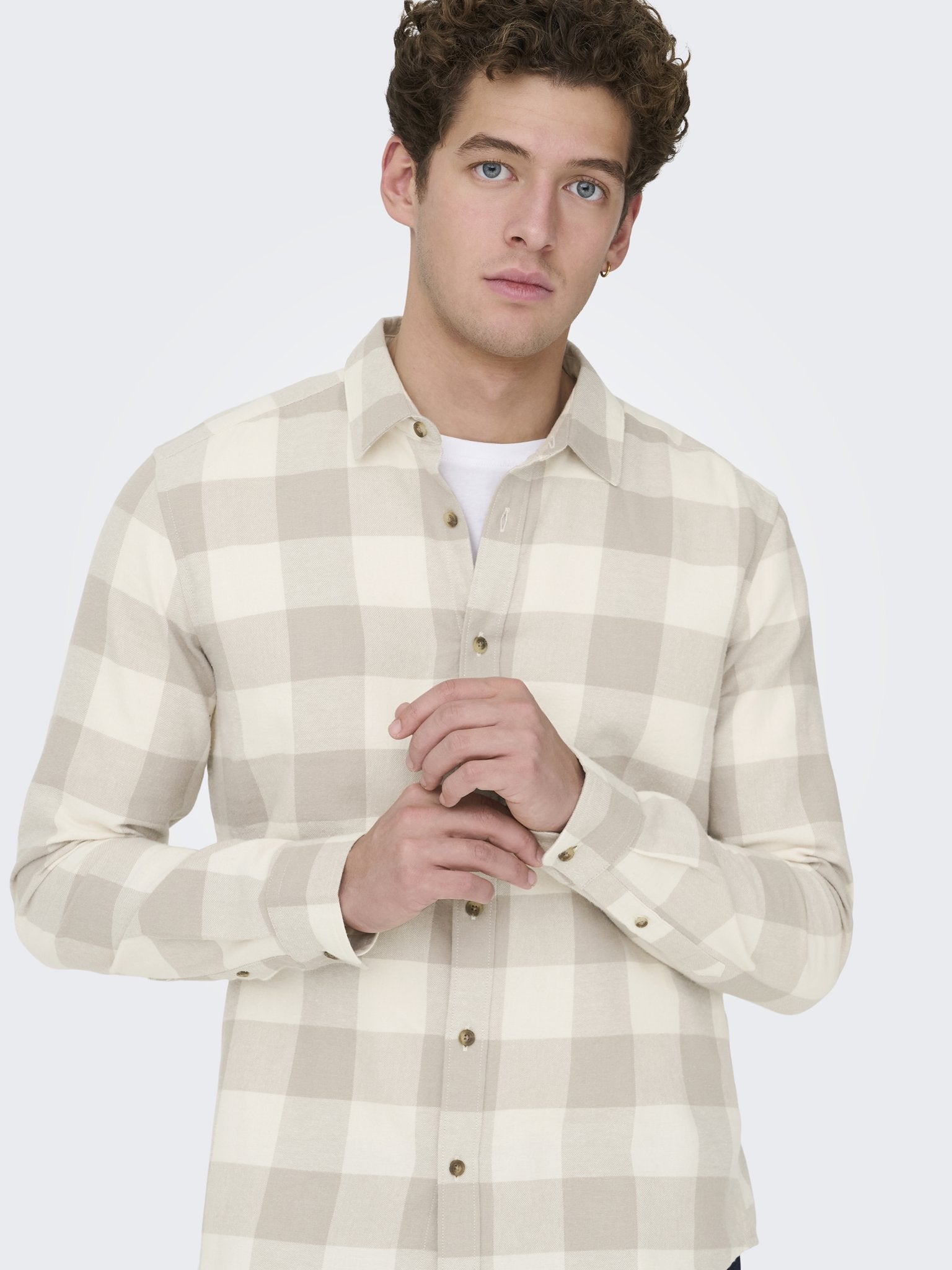 Only & Sons Herren Hemden lang Antique White