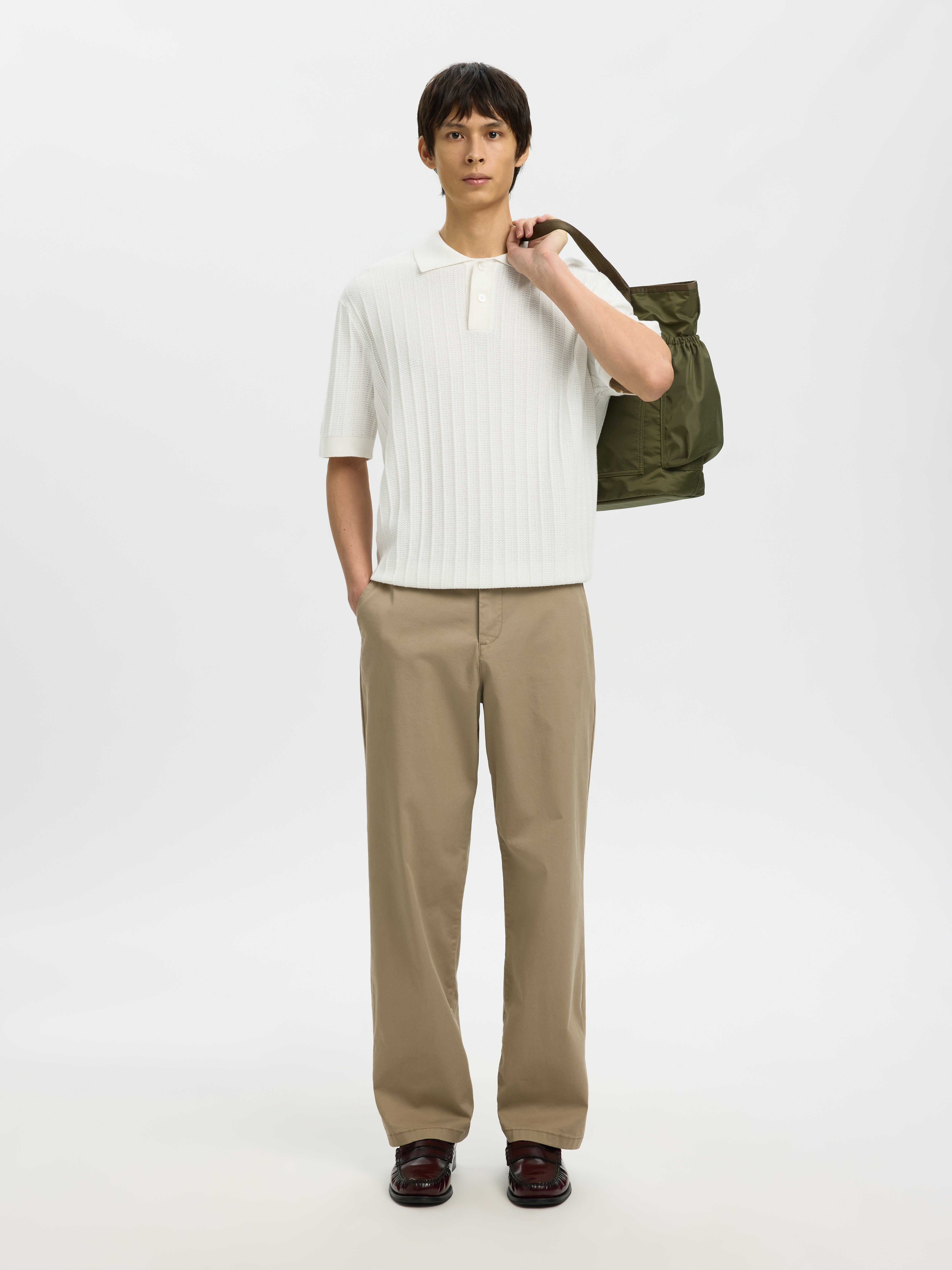 Selected homme Herren Polo-Shirts Egret