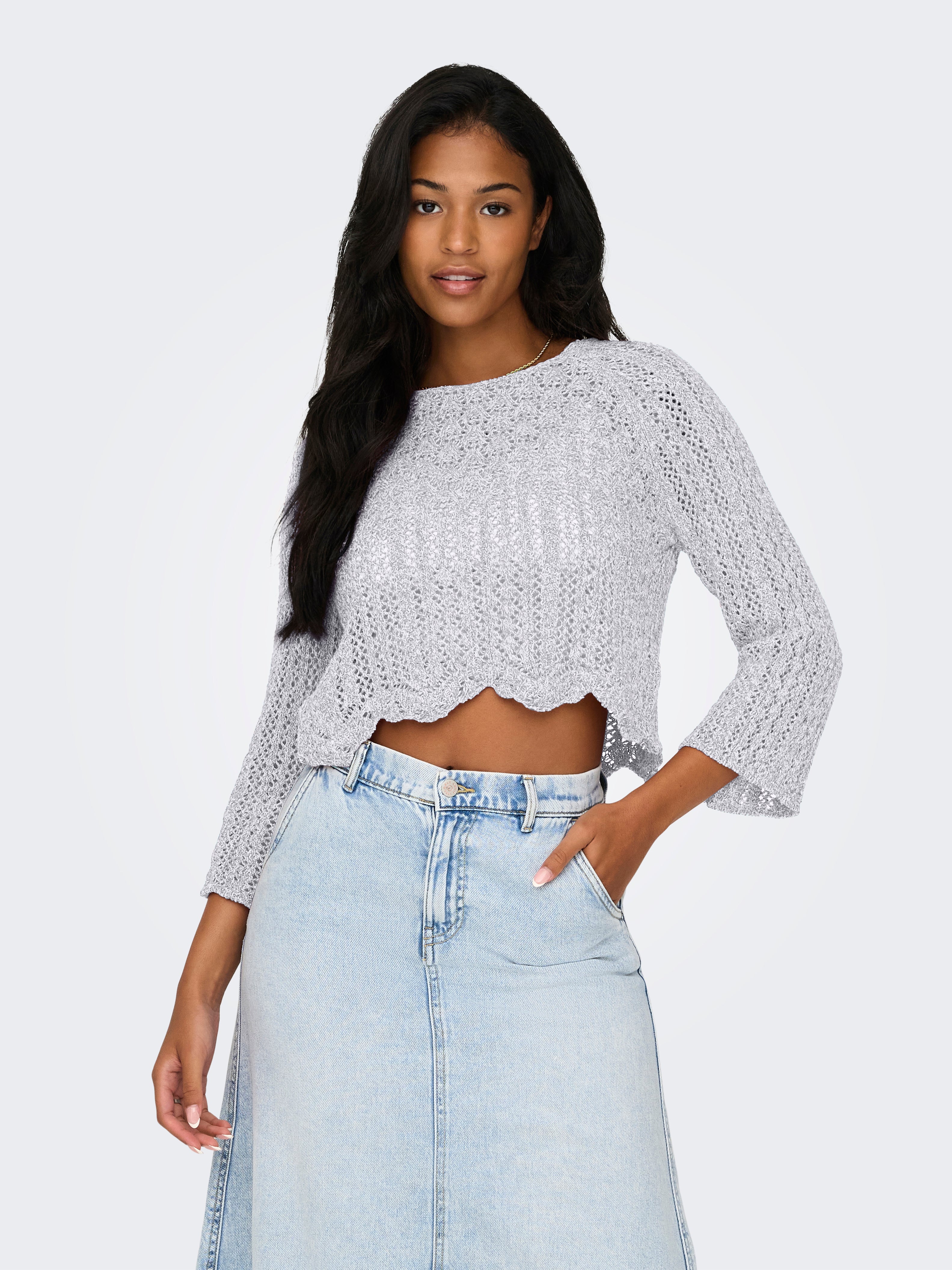 only Damen Pullover Light Grey Mela