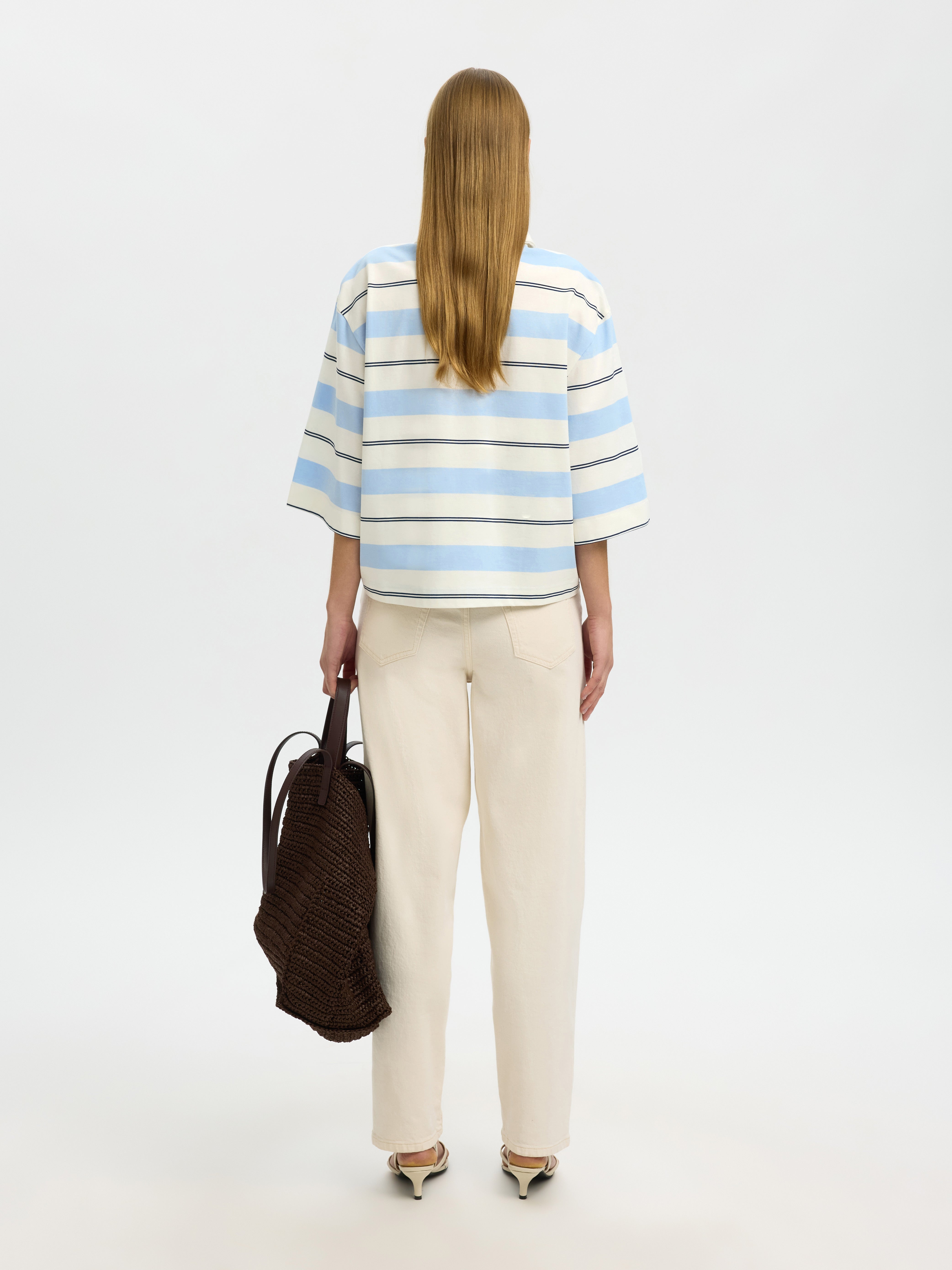 Selected Femme Damen T-Shirts Egret/Ocean Cav