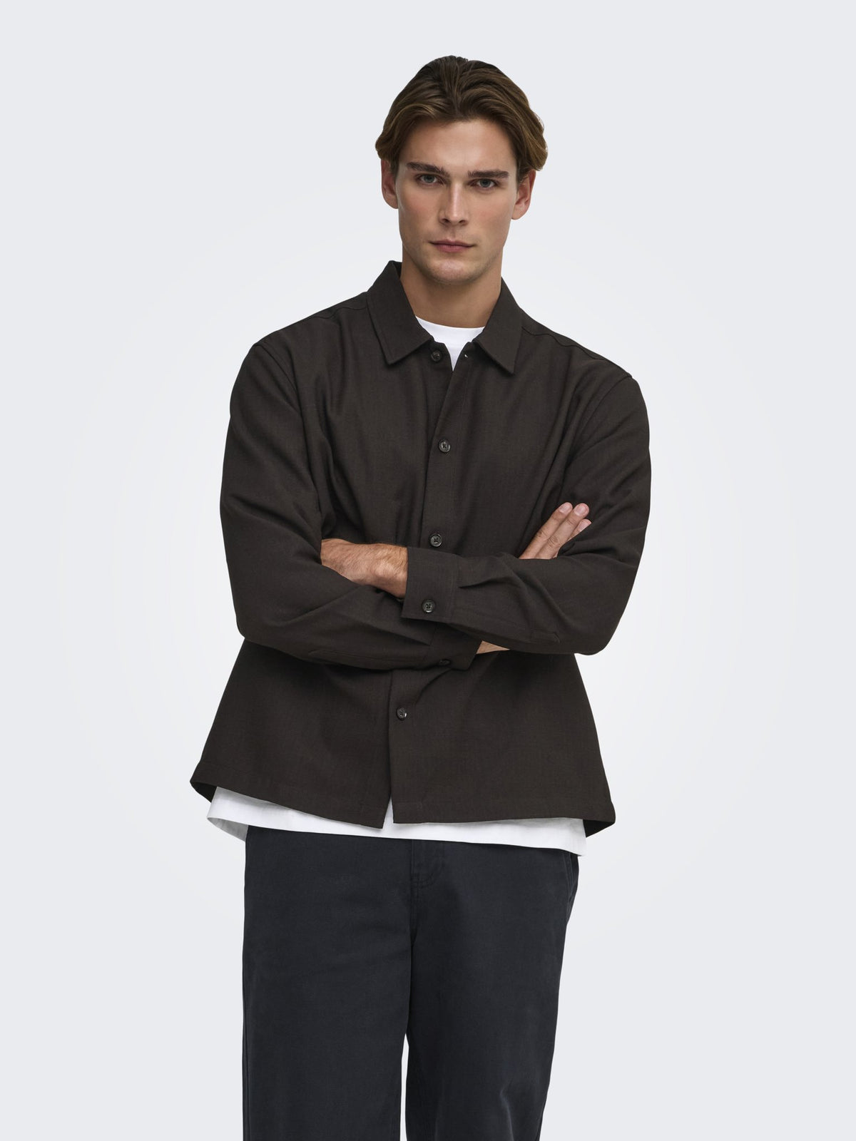 Only & Sons Herren Hemden lang Coffee Bean