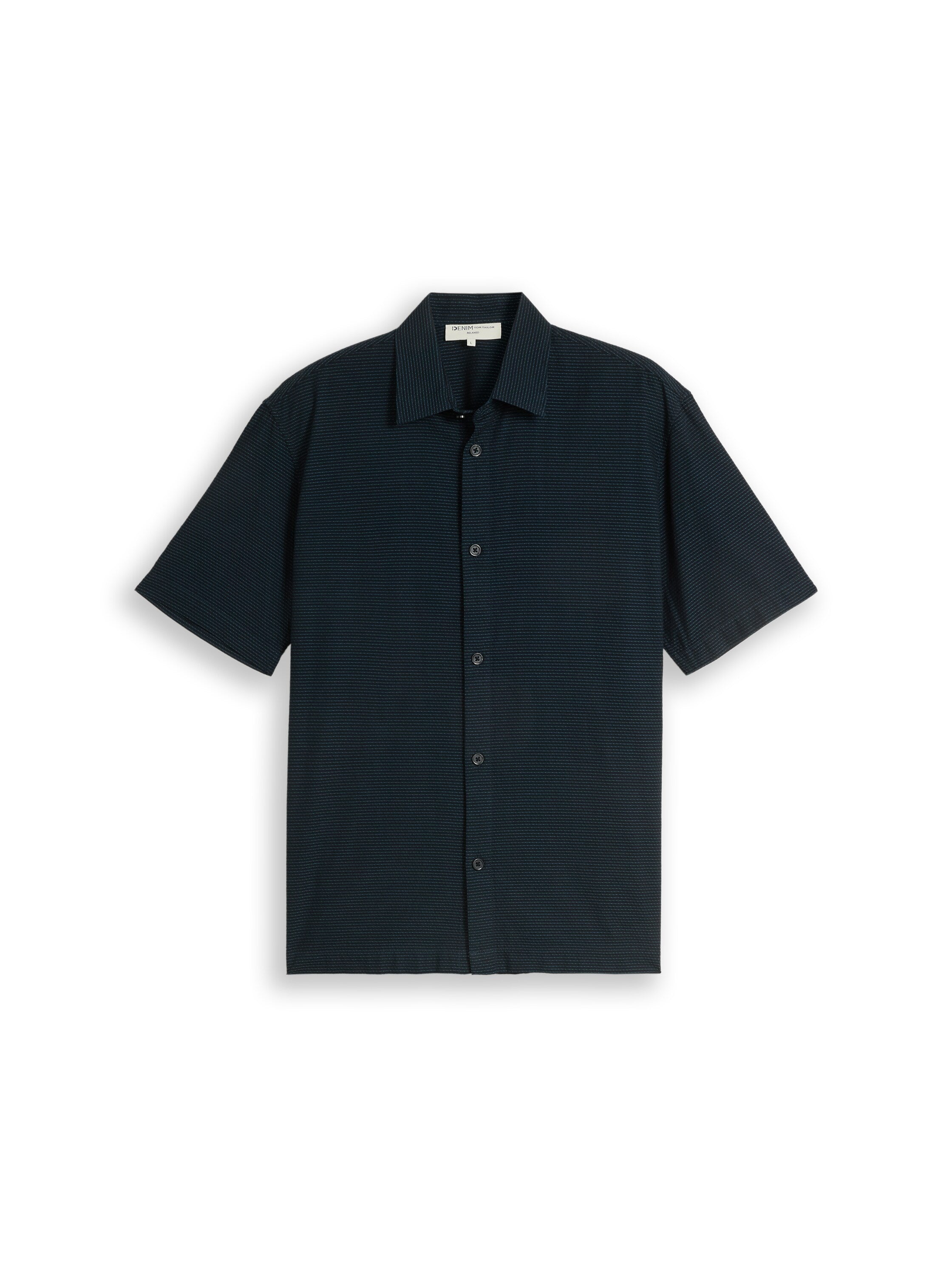 Tom Tailor denim Herren Hemden kurz Black Blue Hori