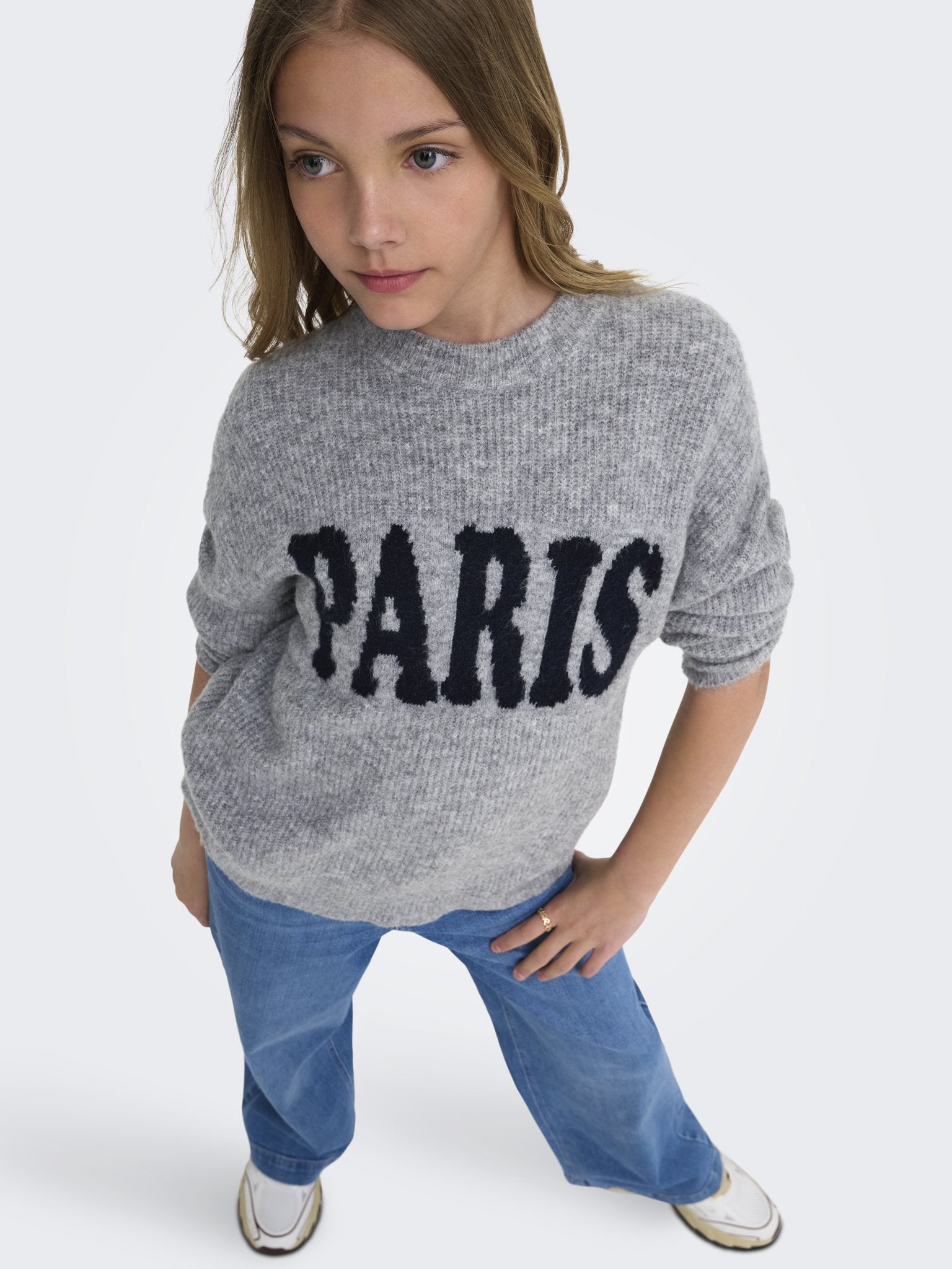 Only Mädchen Pullover & Strickjacken Grey Melange/Pa