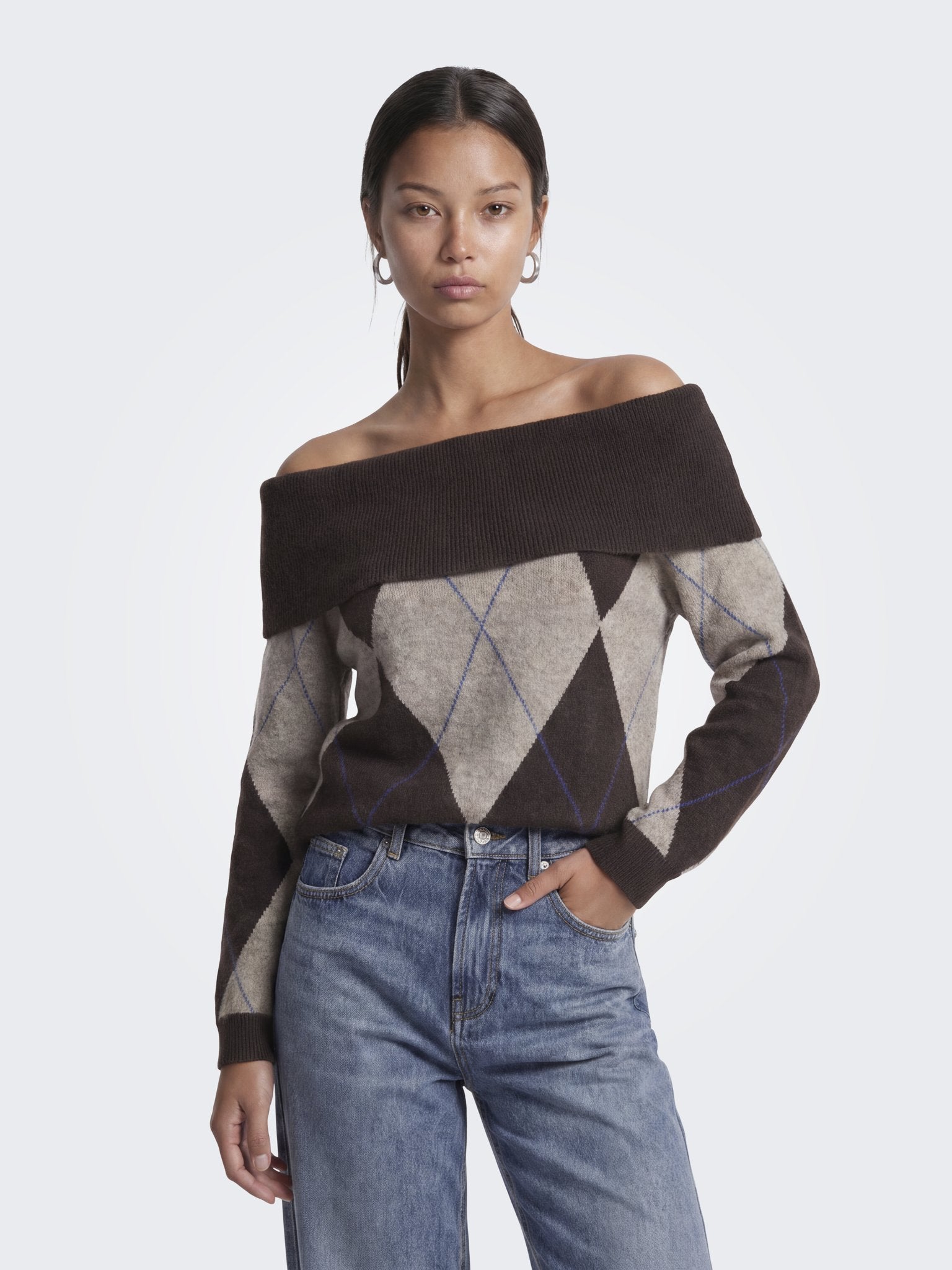 only Damen Pullover Coffee Bean/Wal