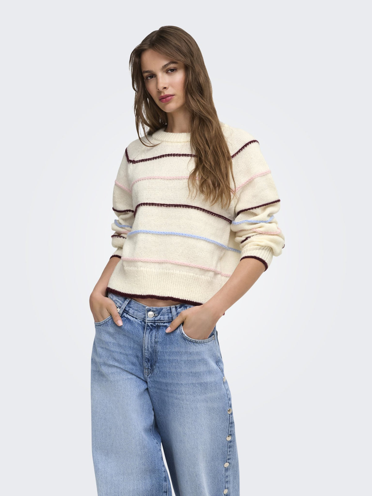 Only Damen Pullover Birch/Fig/Almon