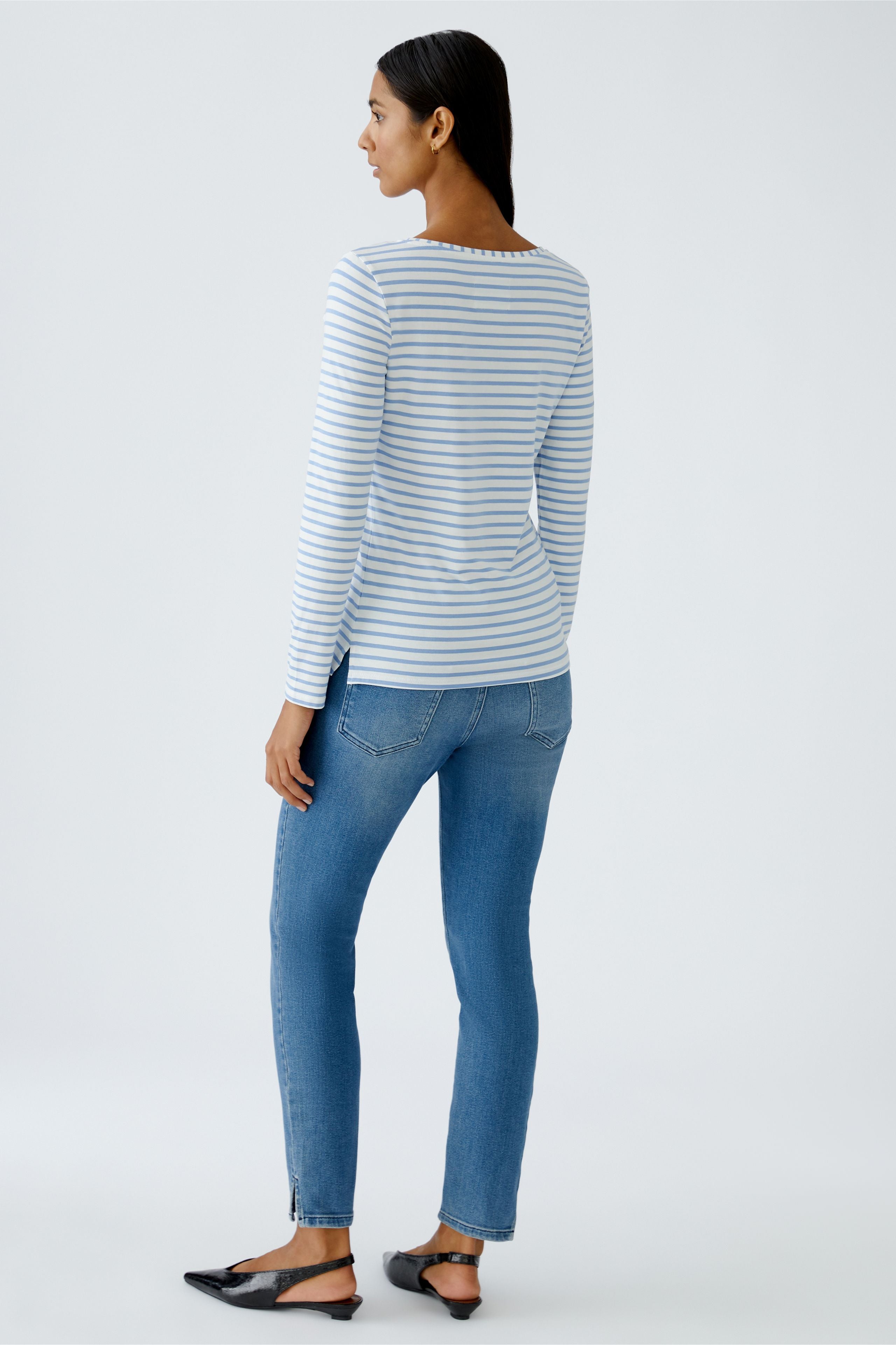 Oui Damen T-Shirts  White Blue