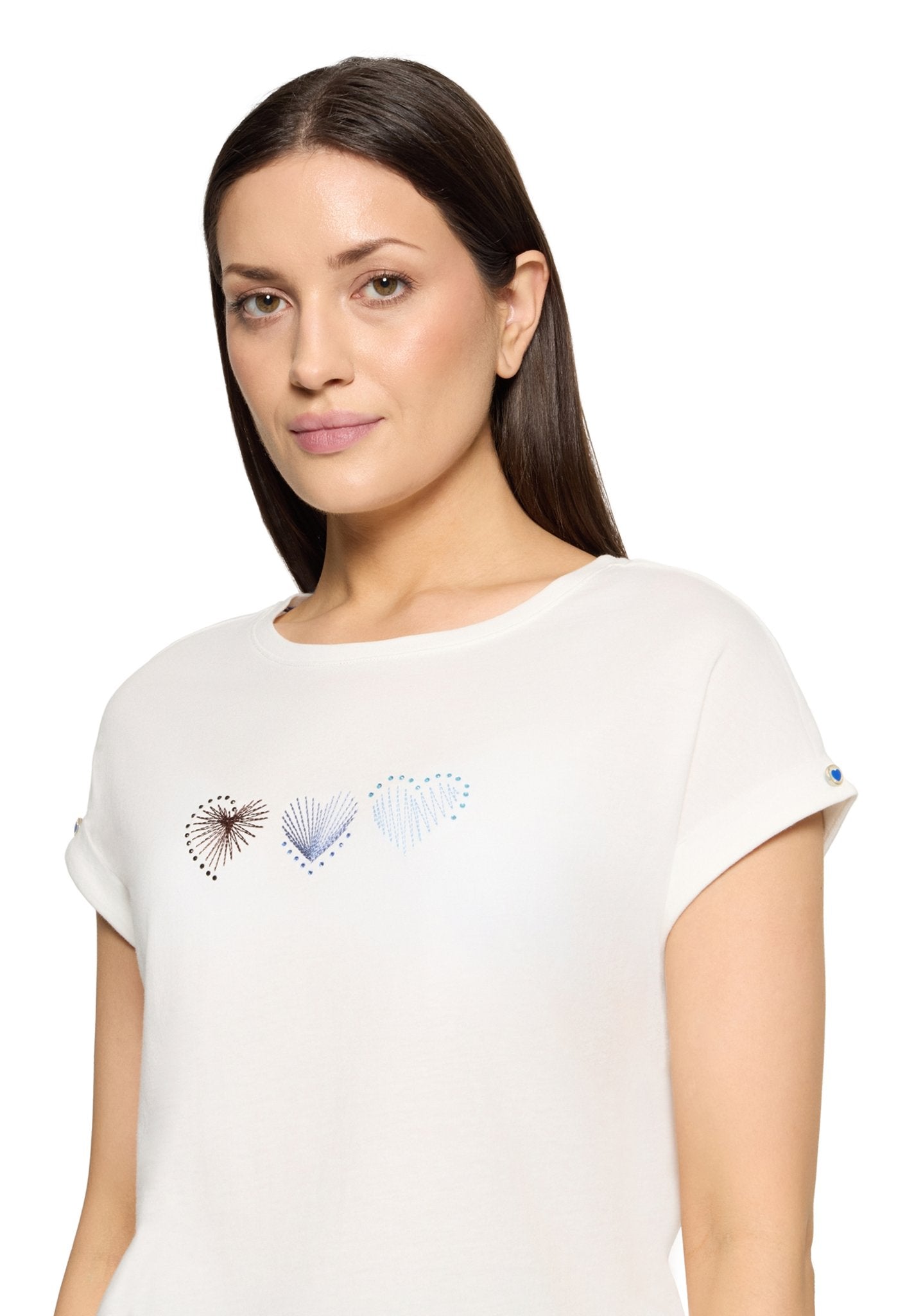 Cartoon Damen T-Shirts Patch Cream/Blu